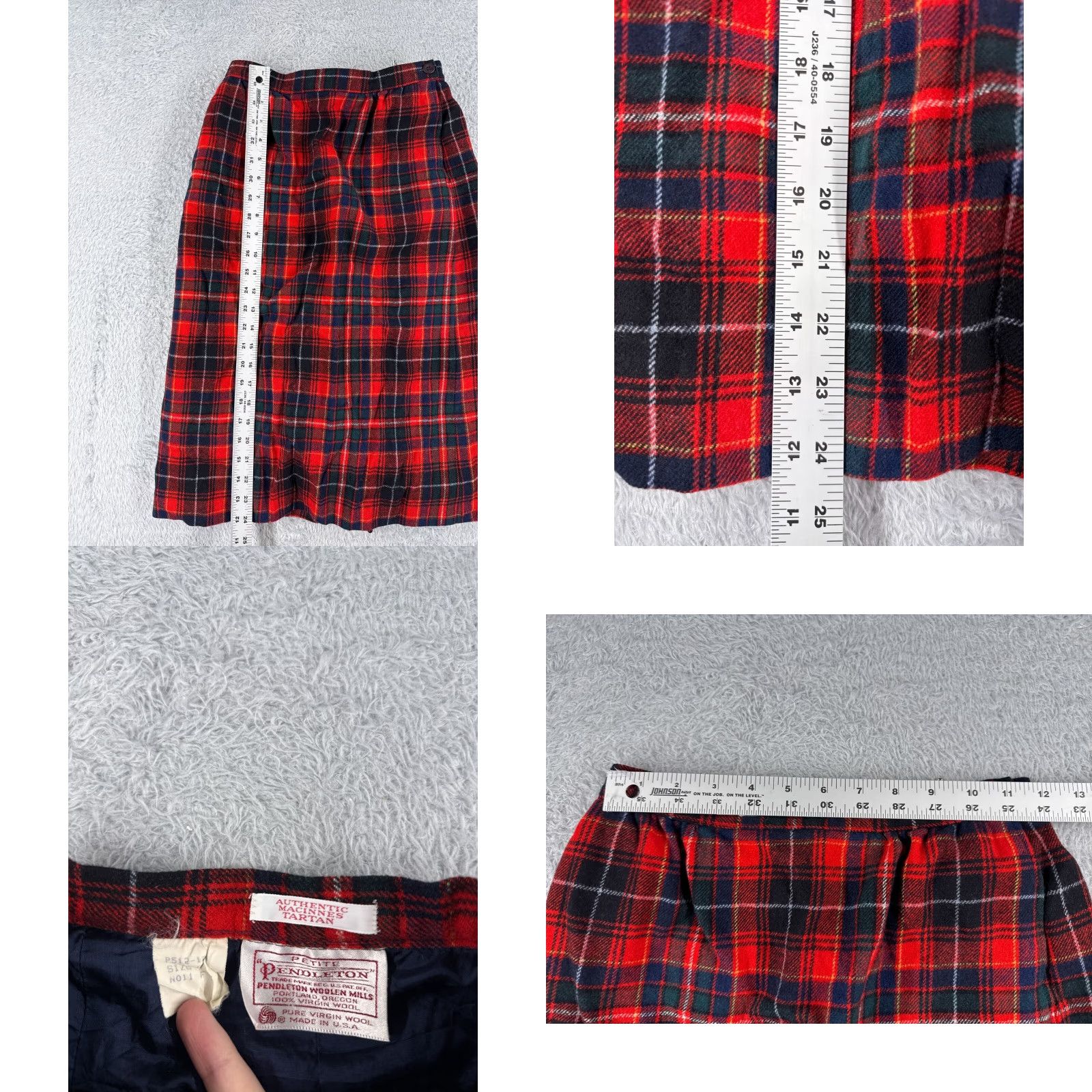 Pendleton VINTAGE Pendleton Skirt Womens 8 Red Tartan Plaid 100% Virgin Wool US Made 24" Size 30" / US 8 / IT 44 - 8 Thumbnail