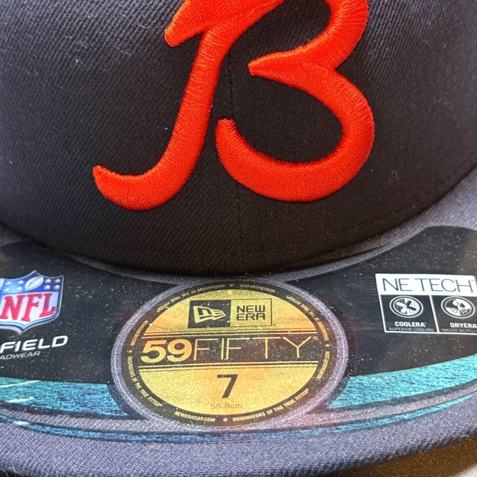 New Era New Era Chicago Bears Hat Mens 7 Navy NFL On-Field 59FIFTY Script B Fitted Cap Size ONE SIZE - 3 Thumbnail