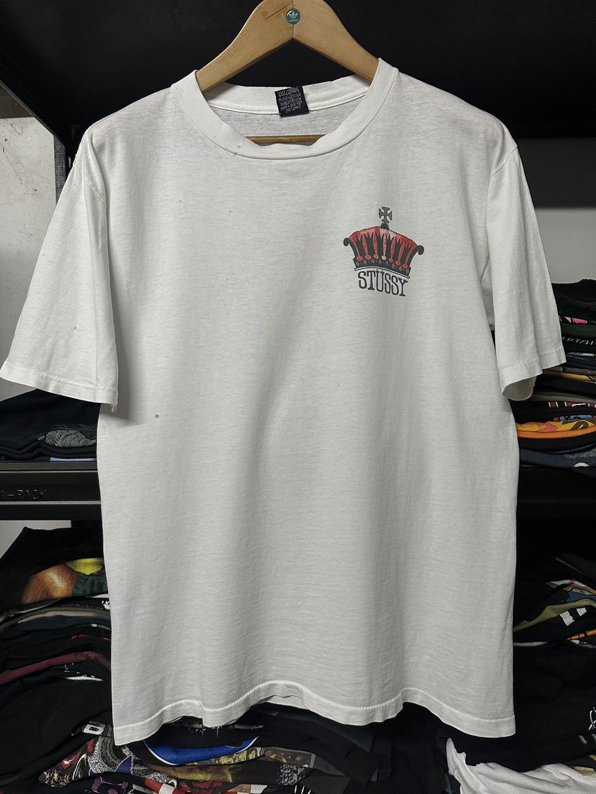 Stussy Vintage 90s Stussy Crown Distressed Tee Size US L / EU 52-54 / 3 - 7 Thumbnail