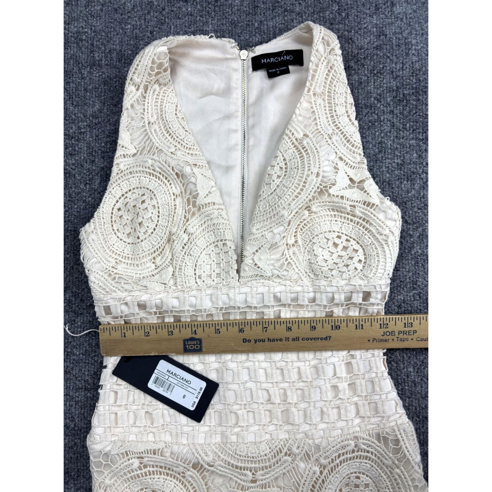 Vintage Marciano Dress Womens 0 White Lace Crochet V Neck Bodycon Mini Party Cocktail Size XS / US 0-2 / IT 36-38 - 5 Thumbnail