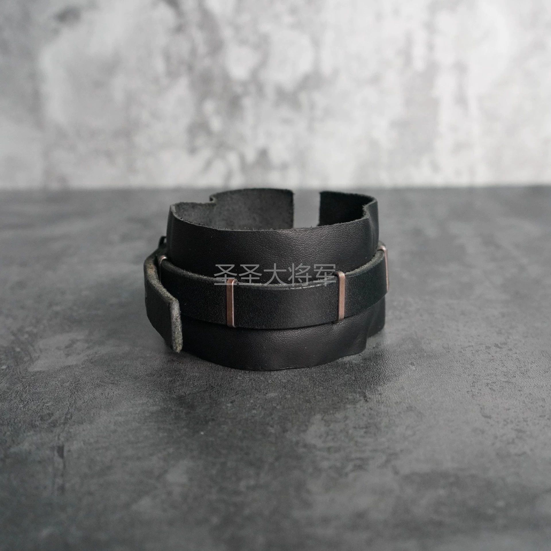 Ma+ M.A+ Retro Silver Bar Stack Black Leather Bracelet Size ONE SIZE - 5 Thumbnail