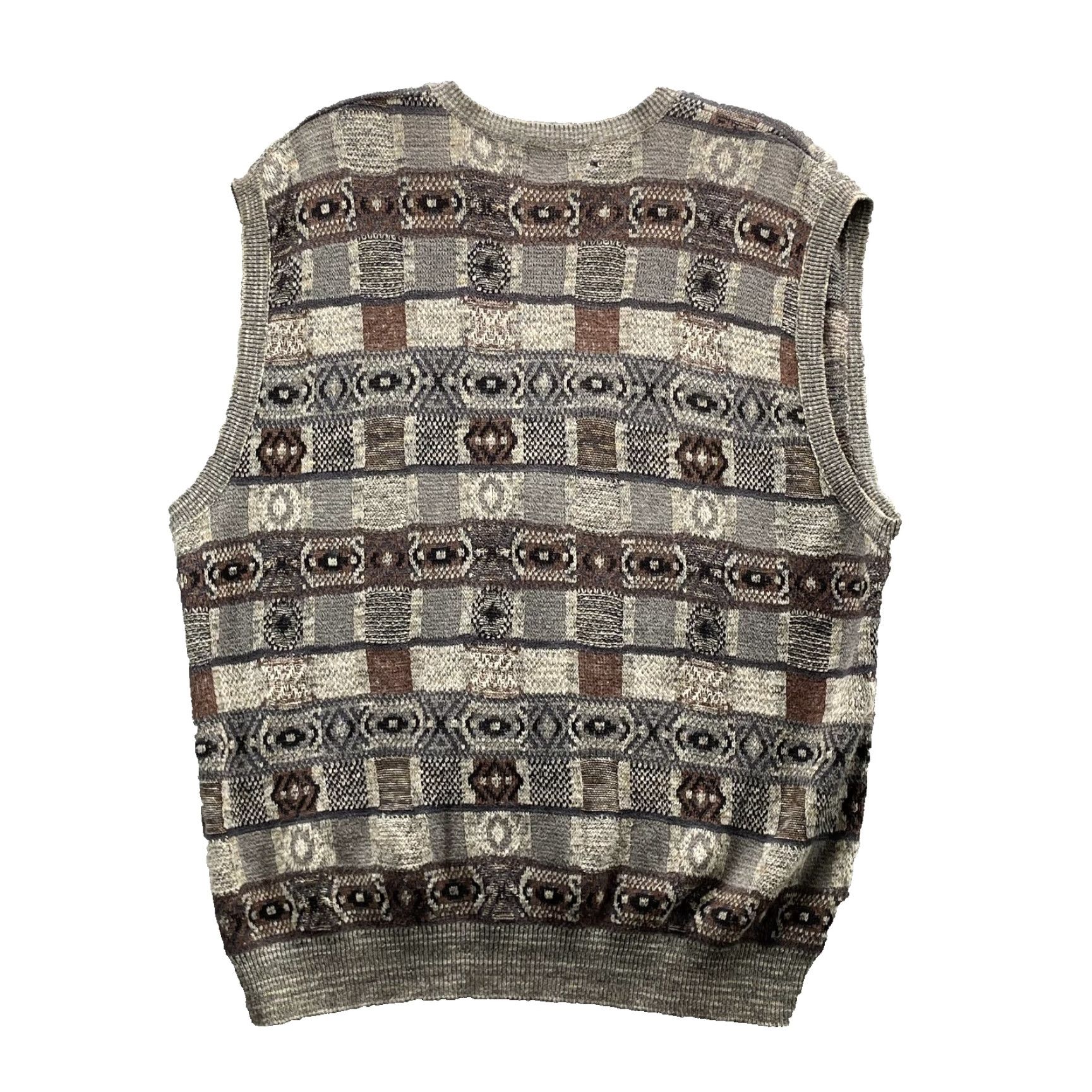 Vintage VINTAGE Tricots St Raphael Saks Fifth Ave Vest XL Silk Blend Fisherman Grandpa USA Geometric Knit Lightweight Classic Mens Brown Size US XL / EU 56 / 4 - 2 Thumbnail