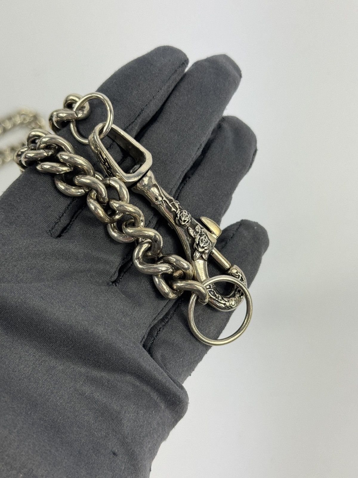 Enfants Riches Deprimes 2x ANTIQUE SILVER ROSE ENGRAVED WALLET CHAIN Size ONE SIZE - 10 Thumbnail