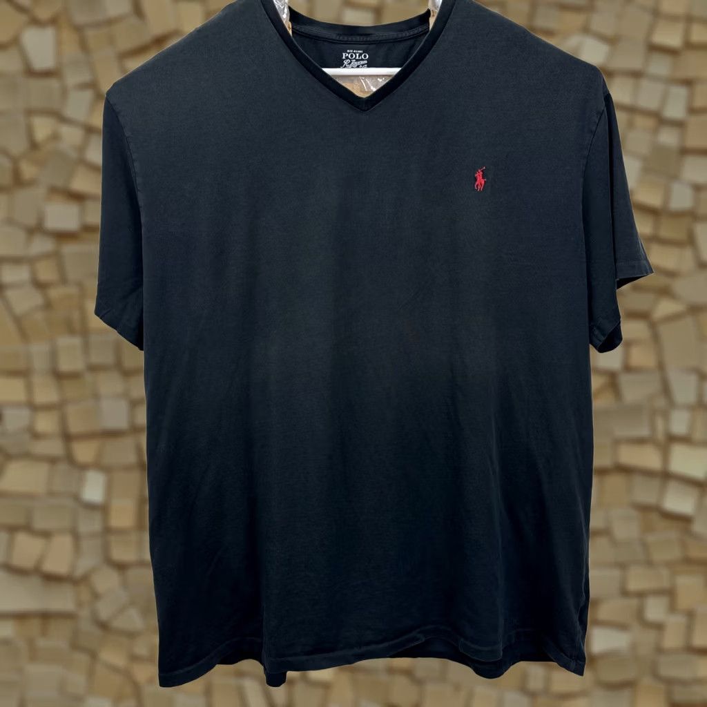 Ralph Lauren VINTAGE Polo Ralph Lauren T Shirt Mens 3XB Big Black V Neck Short Sleeve Red Logo Size US XXL / EU 58 / 5 - 1 Thumbnail