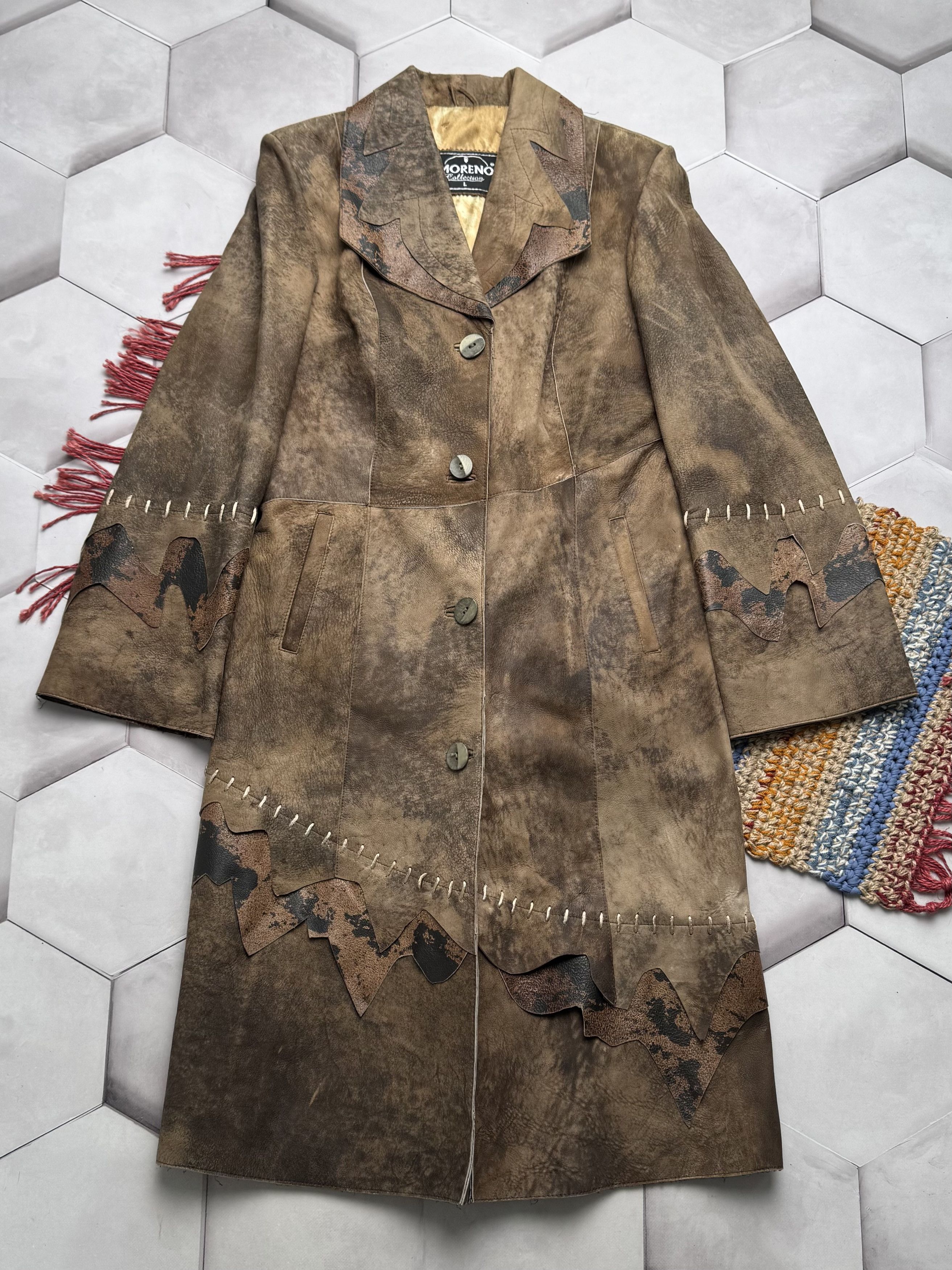 Vintage Vintage Leather Faded Coat (E4) Size L / US 10 / IT 46 - 1 Thumbnail