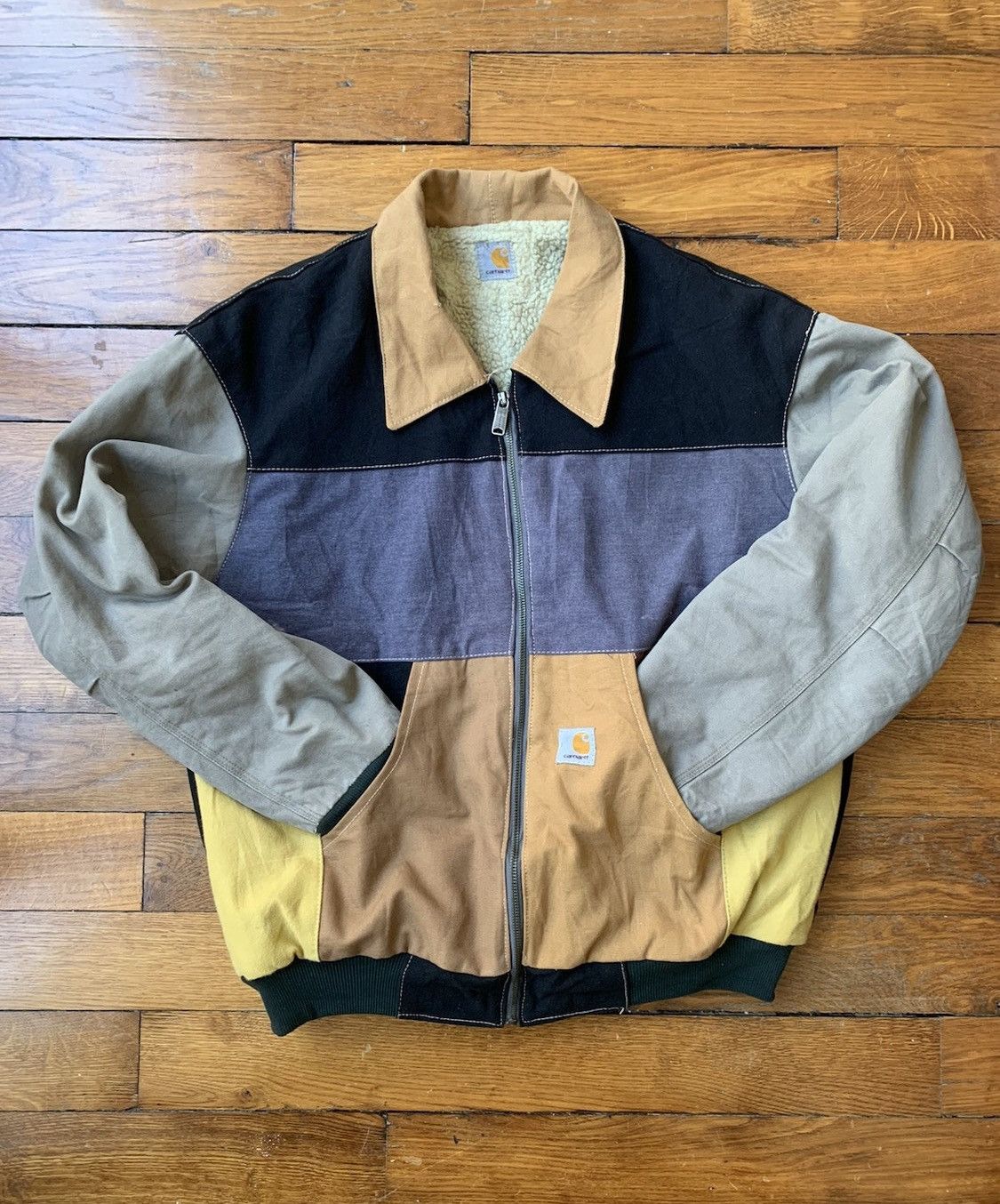 VINTAGE Carhartt Jacket Mens Denim Blue Jean Trucker