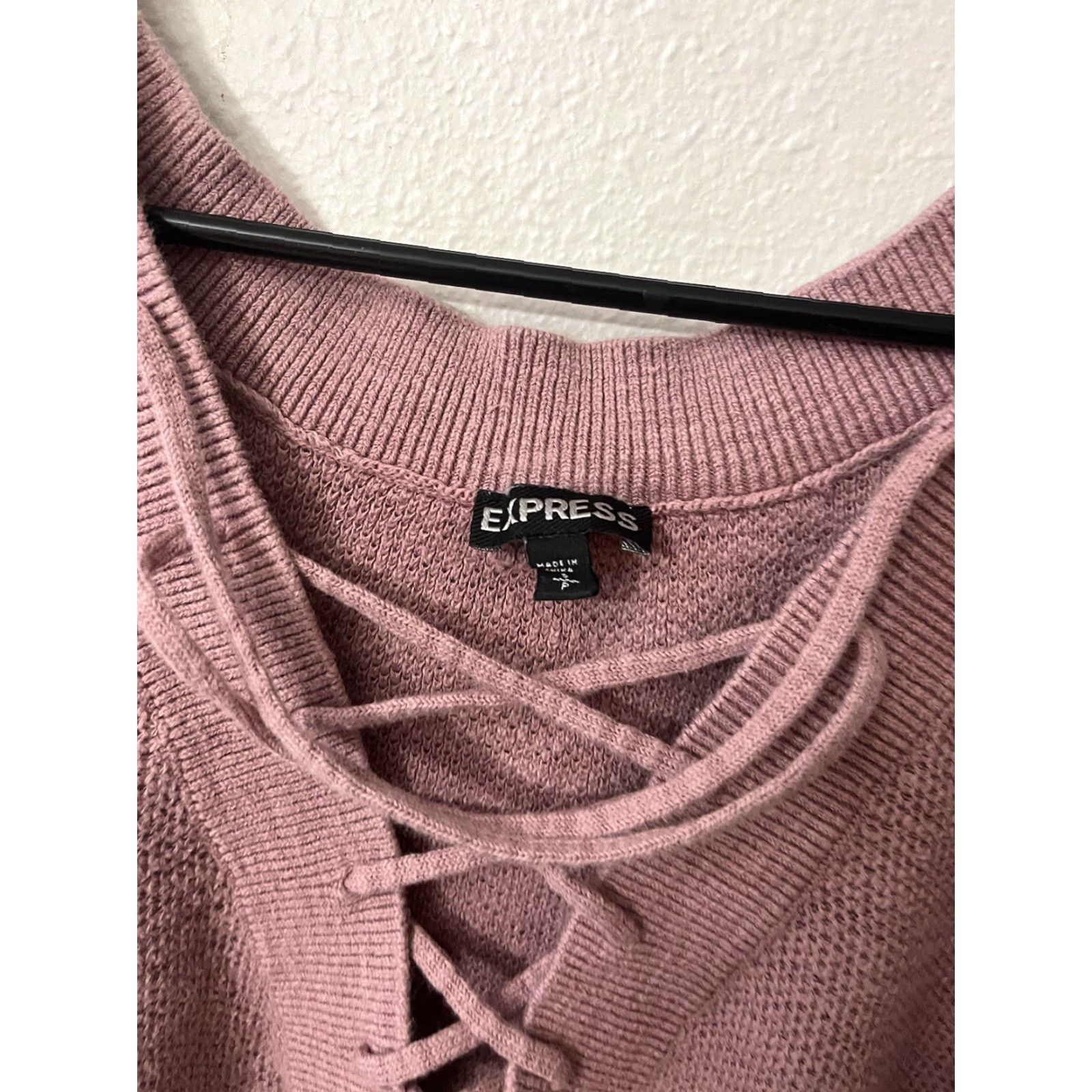Express Express Women's Sweater Lace Up Cold Shoulder Long Sleeve Pink Small Size S / US 4 / IT 40 - 2 Thumbnail