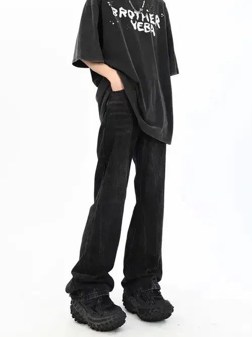 Japanese Brand VIBE Vintage washed and worn black ripped micro flare jeans Size US 32 / EU 48 - 1 Thumbnail