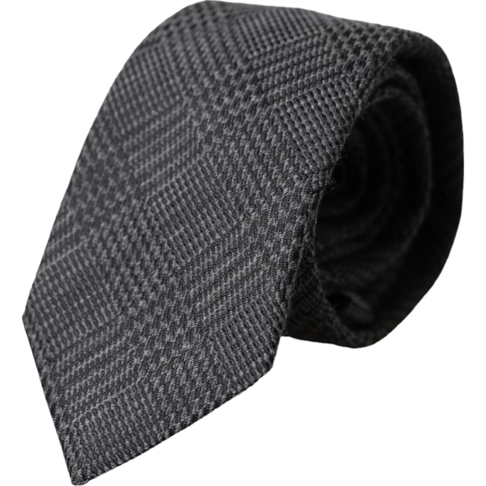 Dolce & Gabbana Dark Gray Plaid Patterned Silk Adjustable Men Men's Tie Size ONE SIZE - 1 Thumbnail