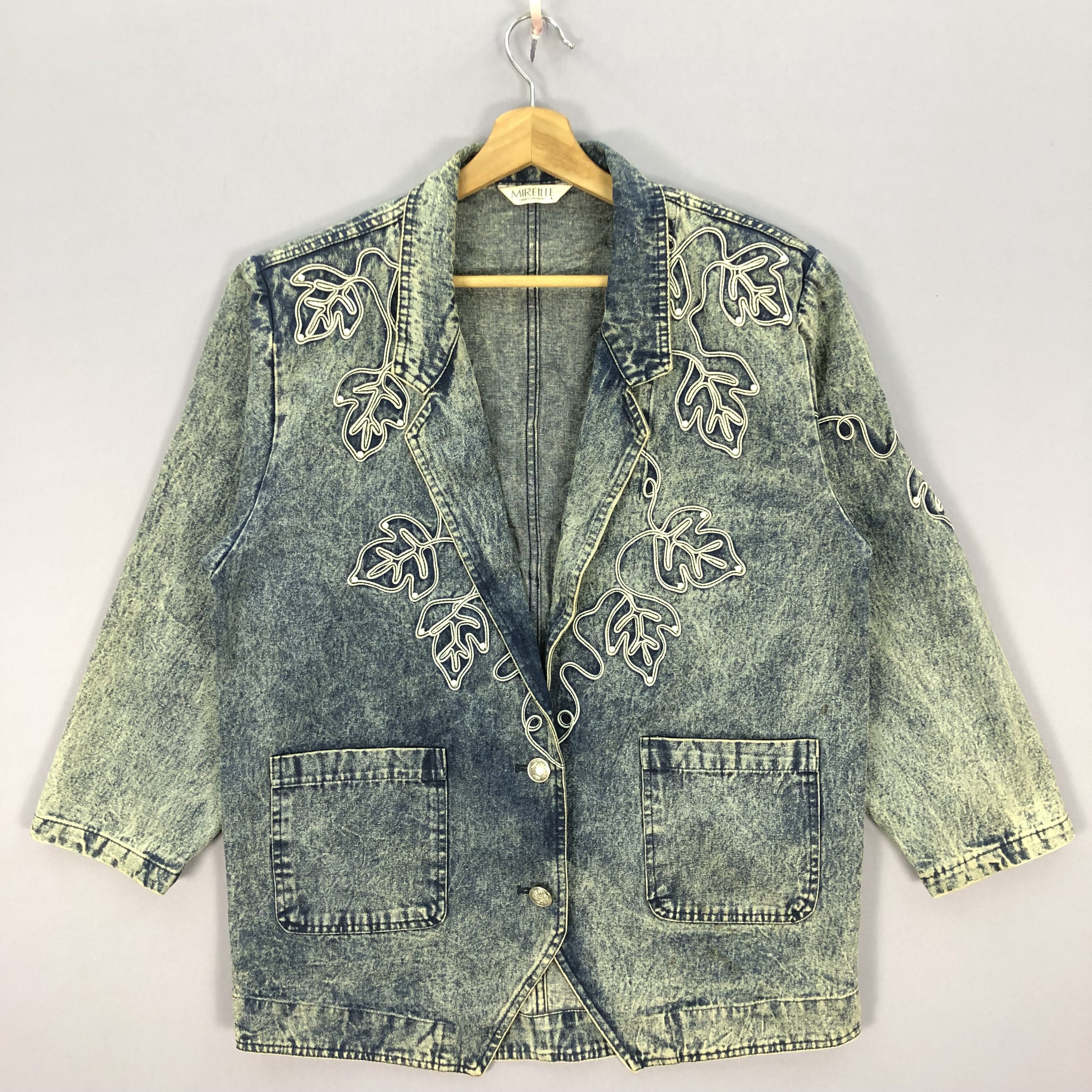 Japanese Brand × Vintage Vintage 90s Mireille Faded Acid Wash Denim Jeans Jacket Size US L / EU 52-54 / 3 - 2 Thumbnail