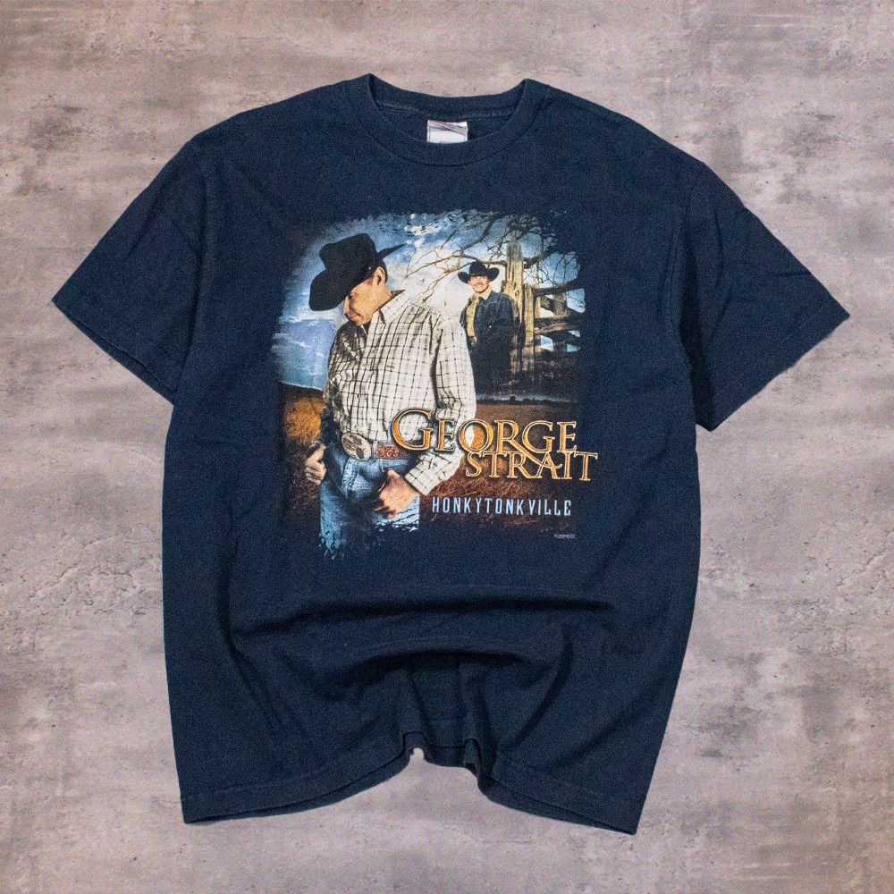 Band Tees Y2K 2003 George Strait Honkytonkville Tour Blue T-Shirt Size US M / EU 48-50 / 2 - 8 Thumbnail