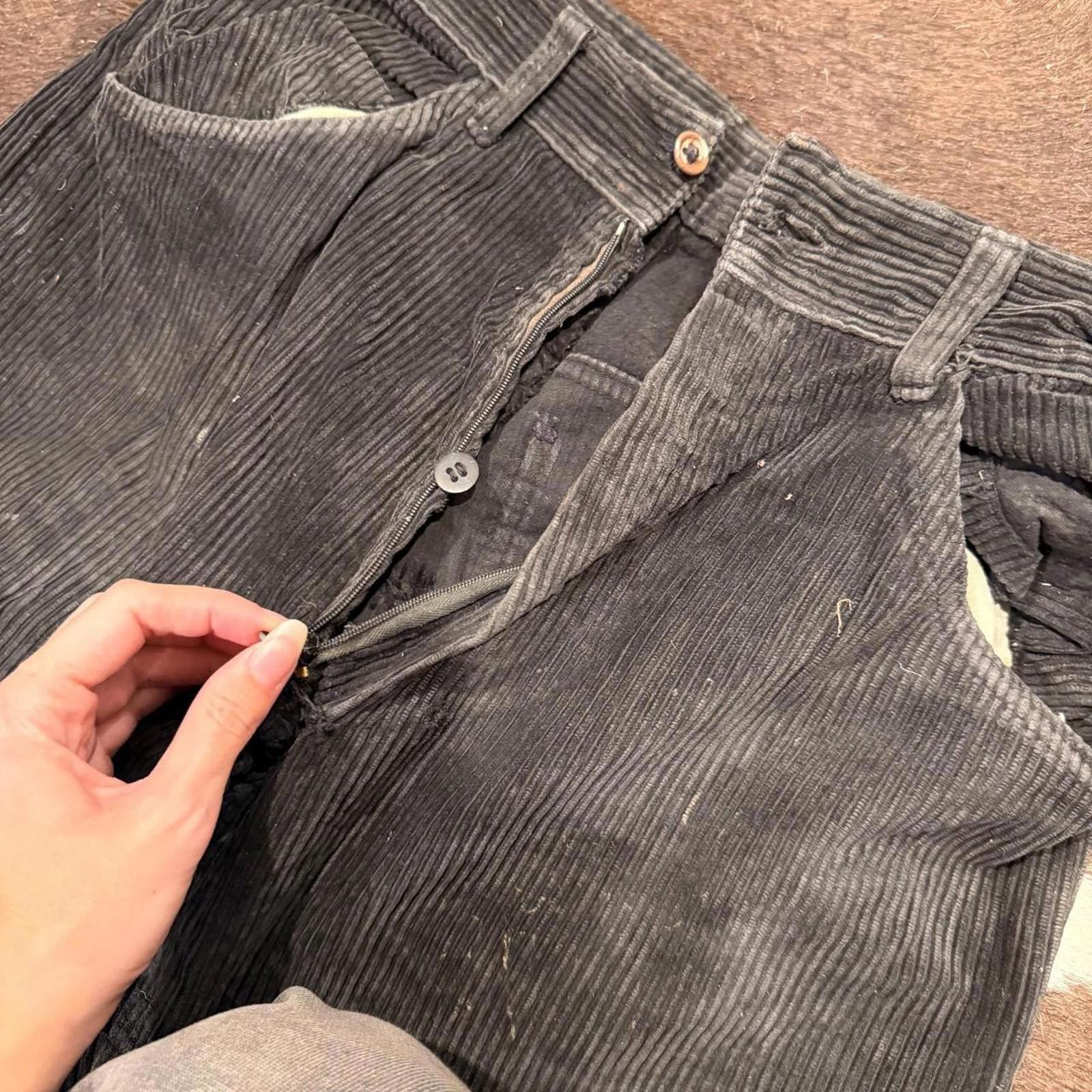 Other Vintage 40s French Workwear Corduroy Pants Distressed Black Size US 28 / EU 44 - 5 Thumbnail