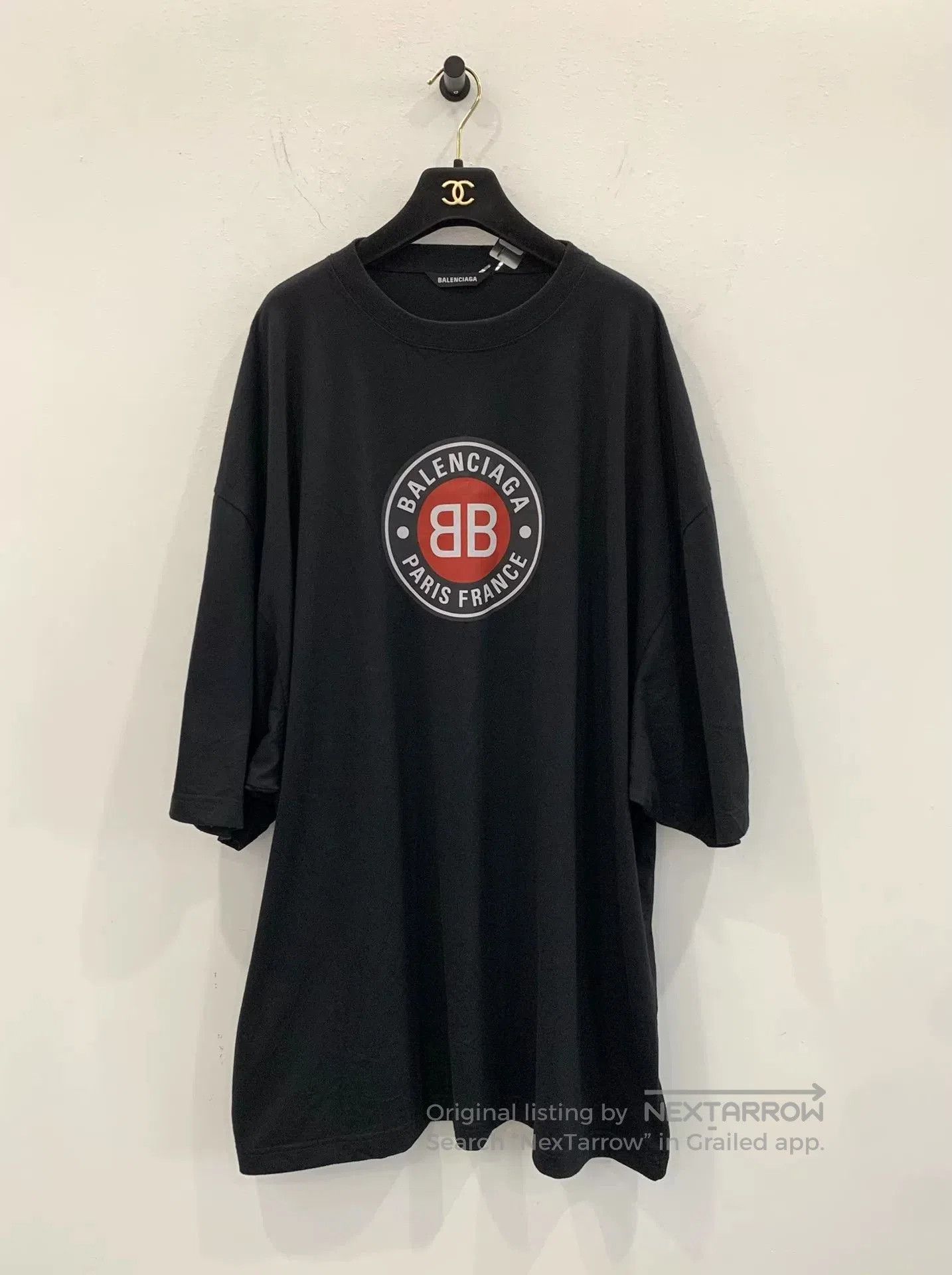 Balenciaga Double B Print Black Crew Neck Tee L.