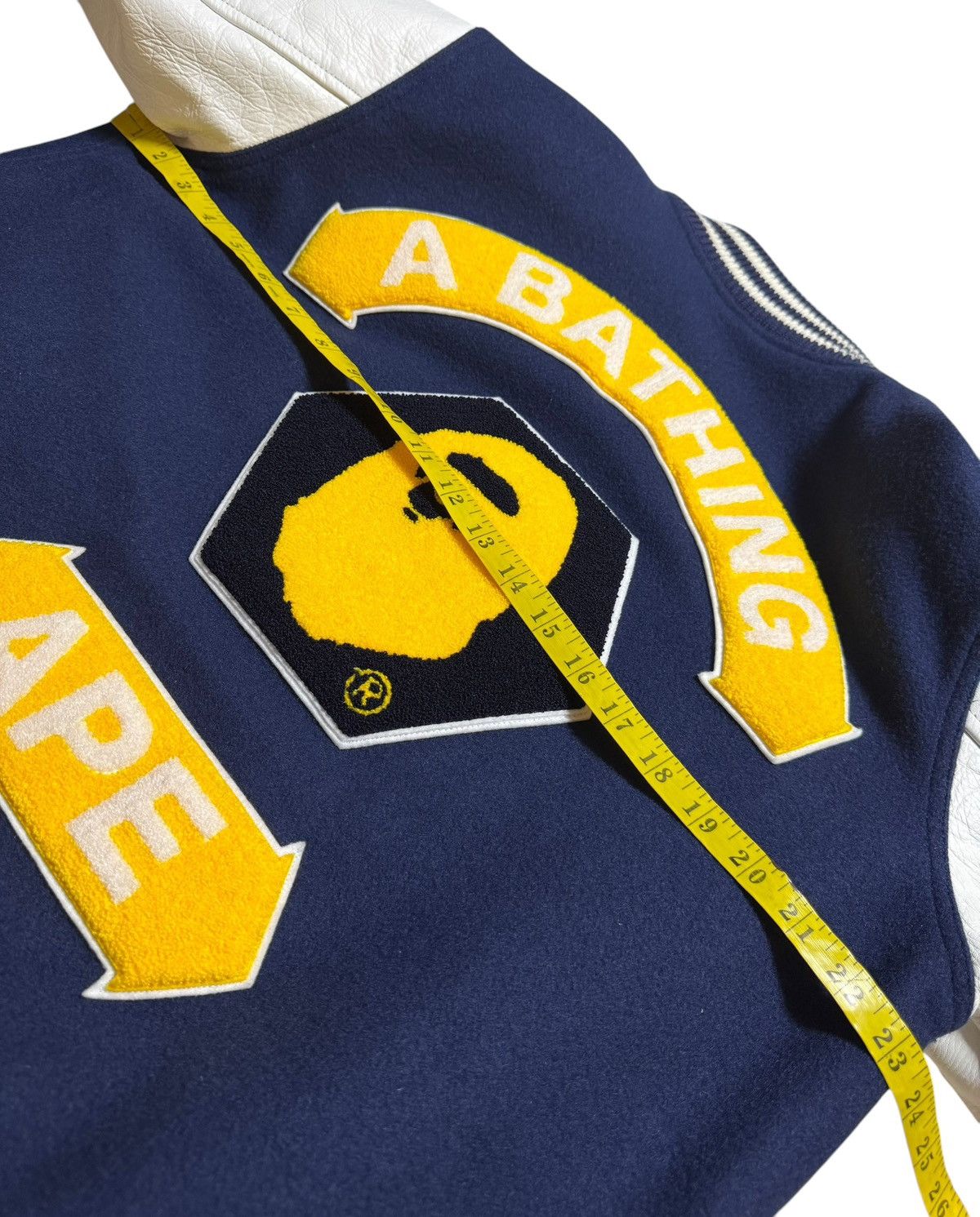 Bape BAPE Varsity Jacket Navy/White Size US M / EU 48-50 / 2 - 4 Thumbnail