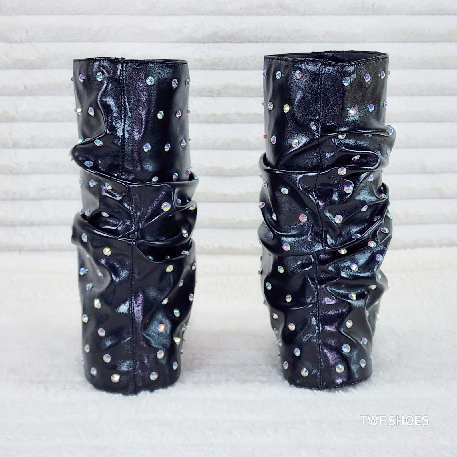 Other Fabulous Metallic Black Upper & Rhinestones Sandal Slouch Bo Size US 6 / IT 36 - 5 Thumbnail