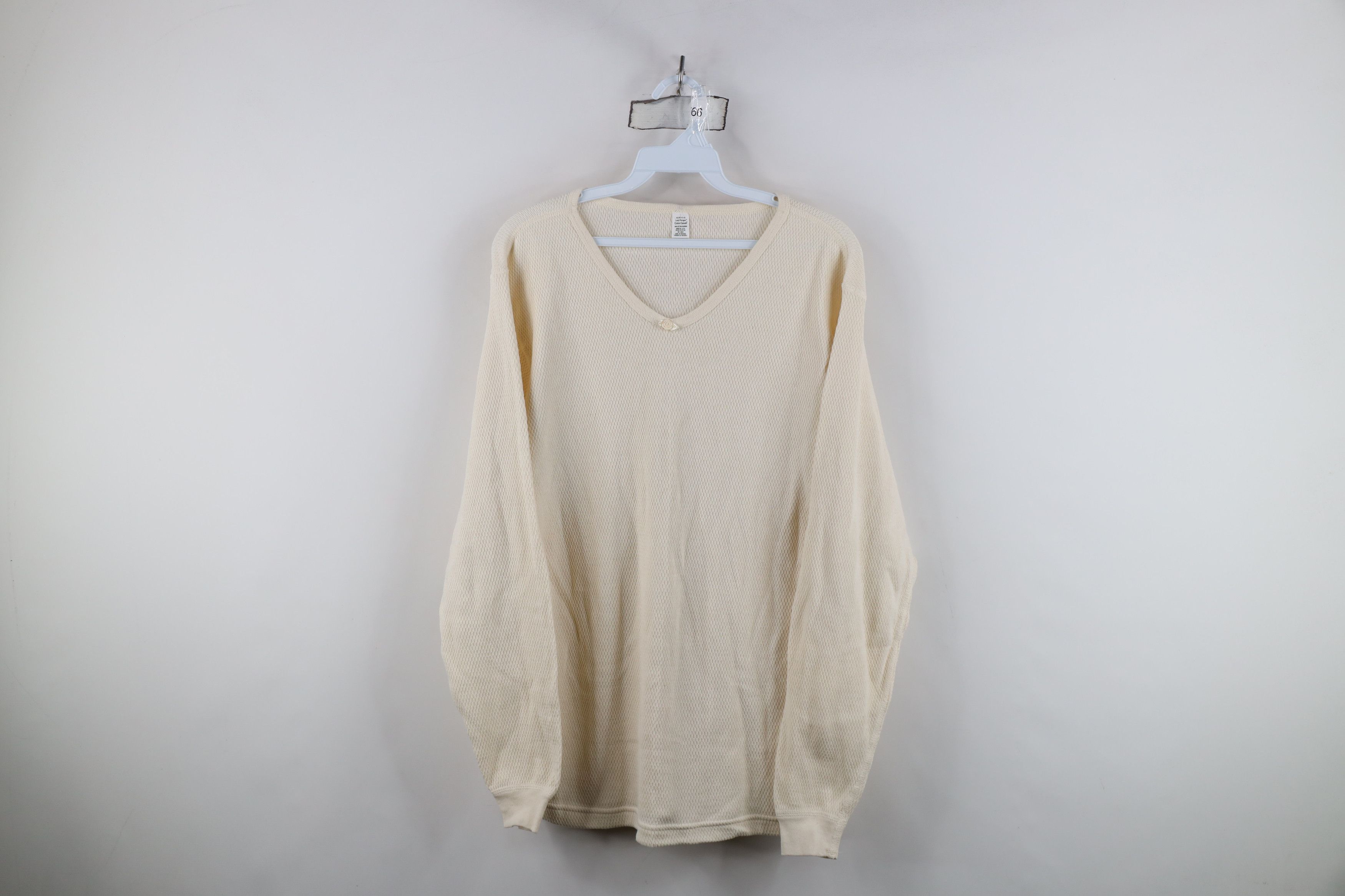 Vintage Vintage 90s Streetwear Waffle Knit Long Sleeve T-Shirt USA Size XL / US 12-14 / IT 48-50 - 1 Thumbnail