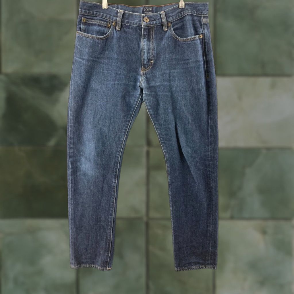J.Crew J.CREW Jeans Mens 33x30 The Duggs Med Blue Straight Leg Slim Vintage No 5-Pocket Denim Cotton Blend Modern Fit Size US 33 - 1 Thumbnail