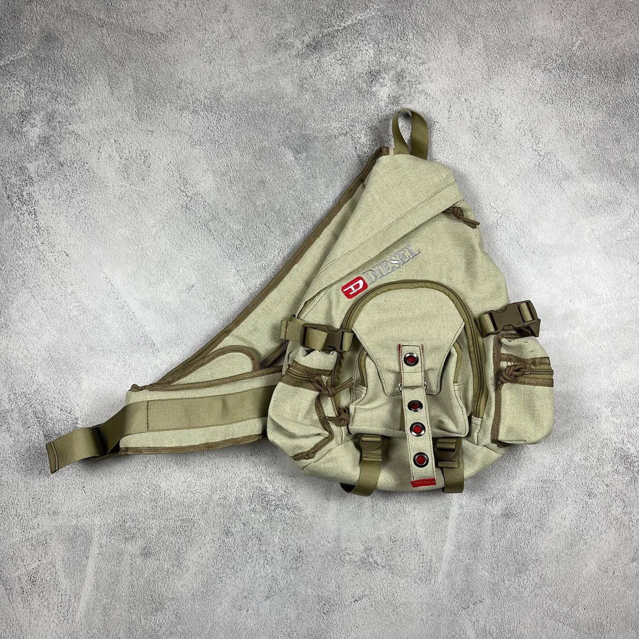 image of Archival Clothing x Diesel Vintage Diesel Y2K Multipocket Sling Bag in Olive, Men's