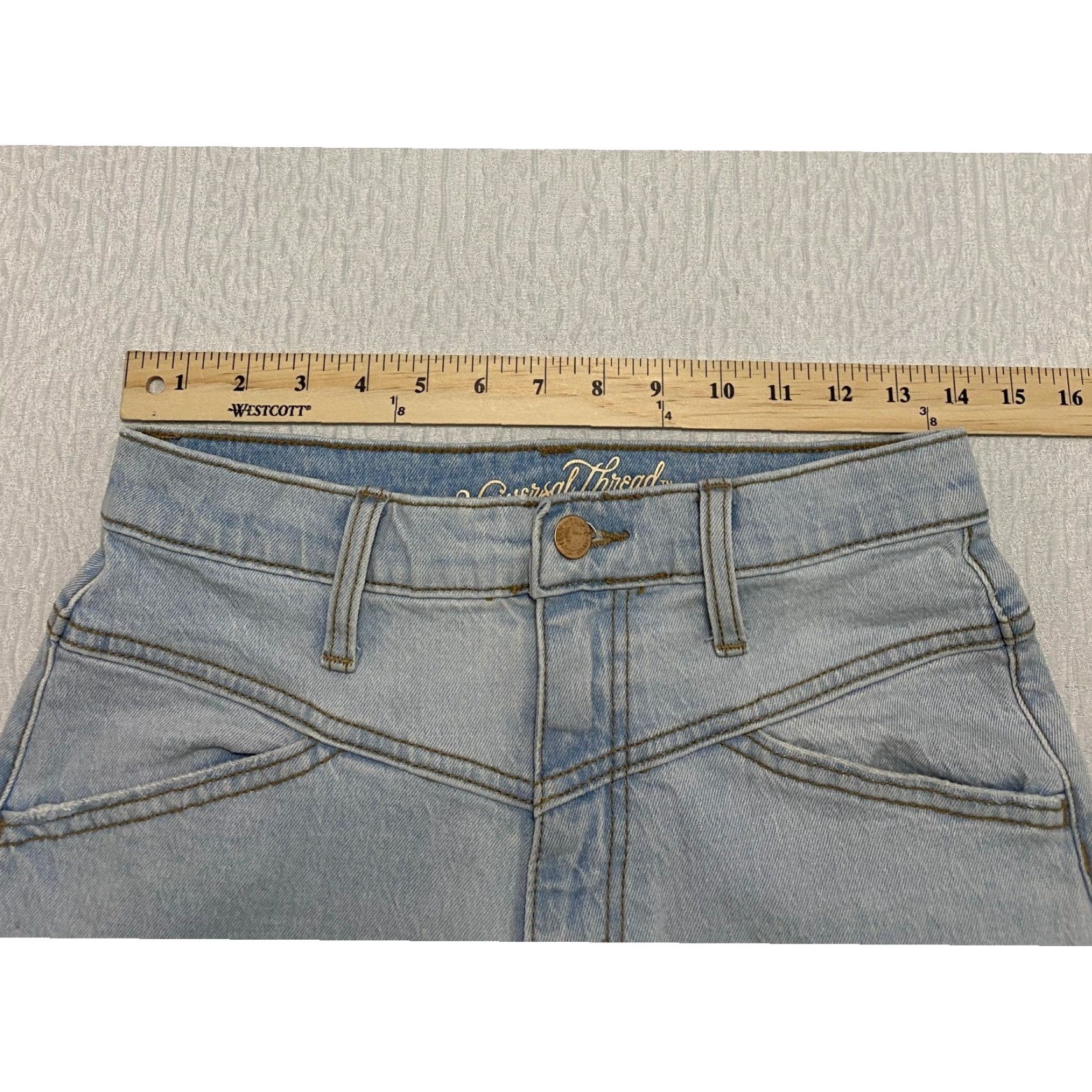 Vintage VINTAGE Universal Thread Jeans Light Wash Denim High Rise Straight Leg Women 26x26 Casual Everyday 5-Pocket Design Cotton Spandex Button Zip Size 26" / US 2 / IT 38 - 5 Thumbnail