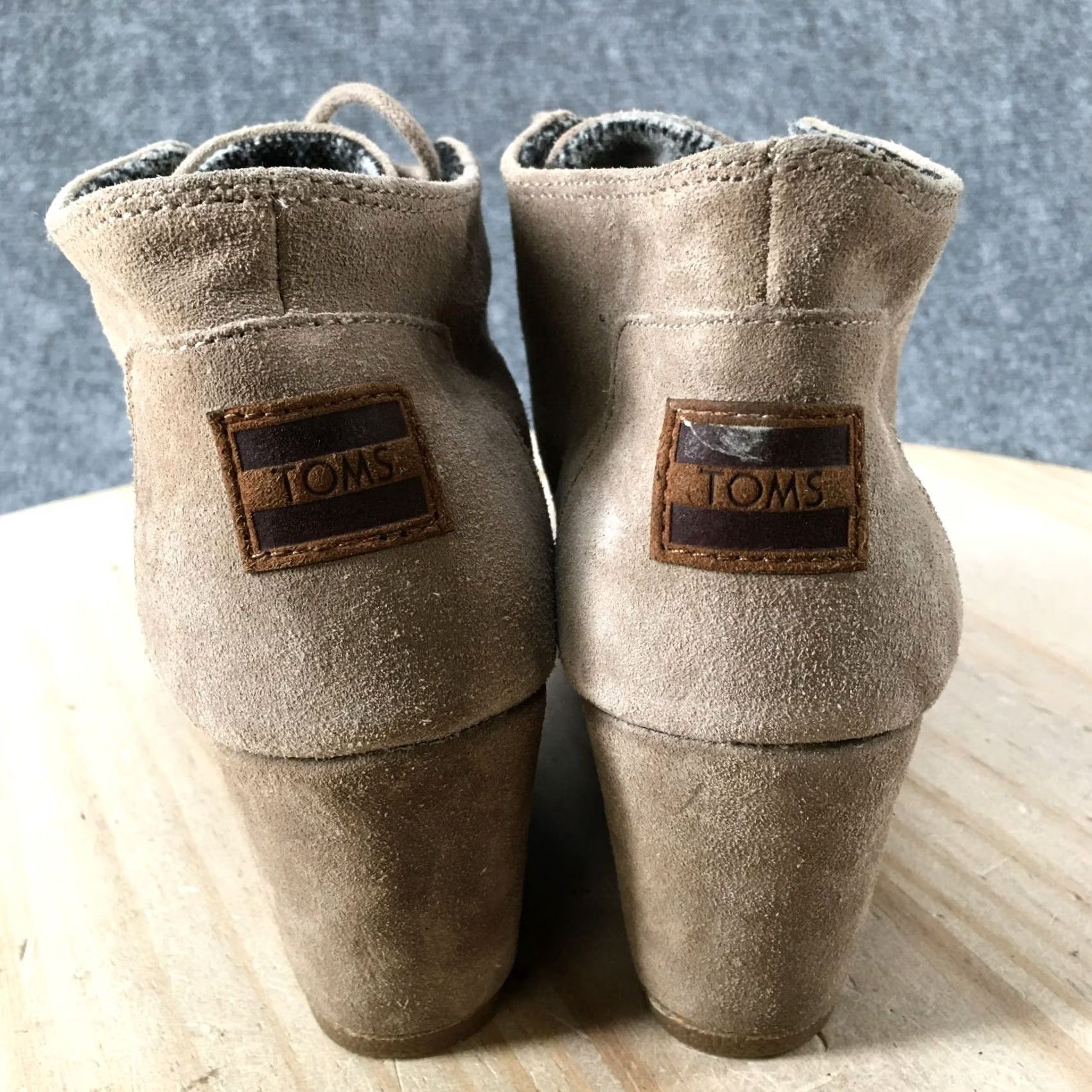 Toms TOMS Boots Womens 7.5 Desert Ankle Booties Beige Suede Lace Up Wedge Round Toe - Boot Size US 8 / IT 38 - 7 Thumbnail