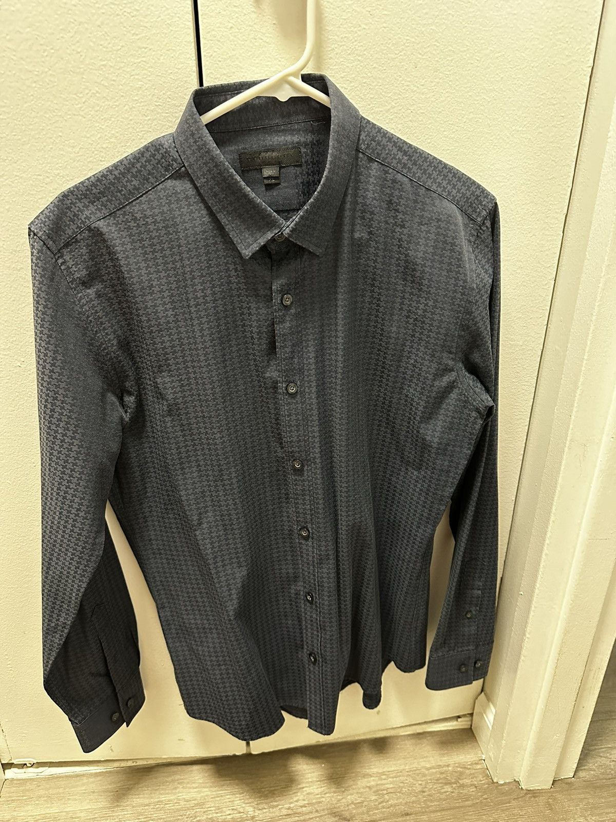 BURBERRY PRORSUM Blue Geometric Button Down Shirt XL (slim)