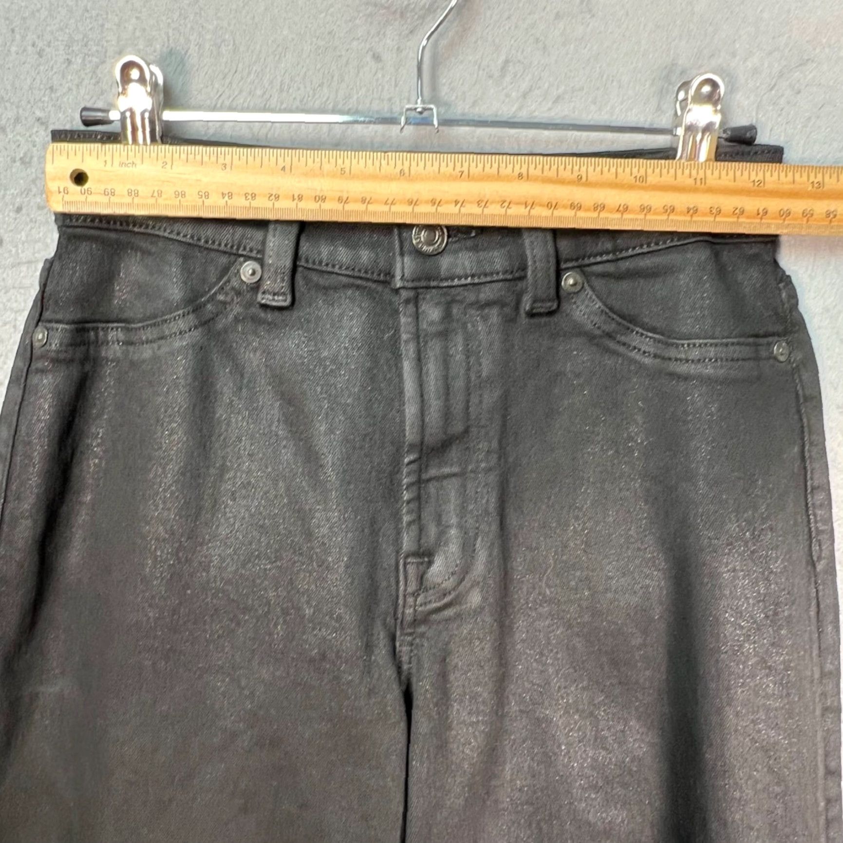7 For All Mankind 7 For All Mankind Wide Leg Coated Black Denim Jeans Womens Size 25 Size 42" / US 20 - 6 Thumbnail
