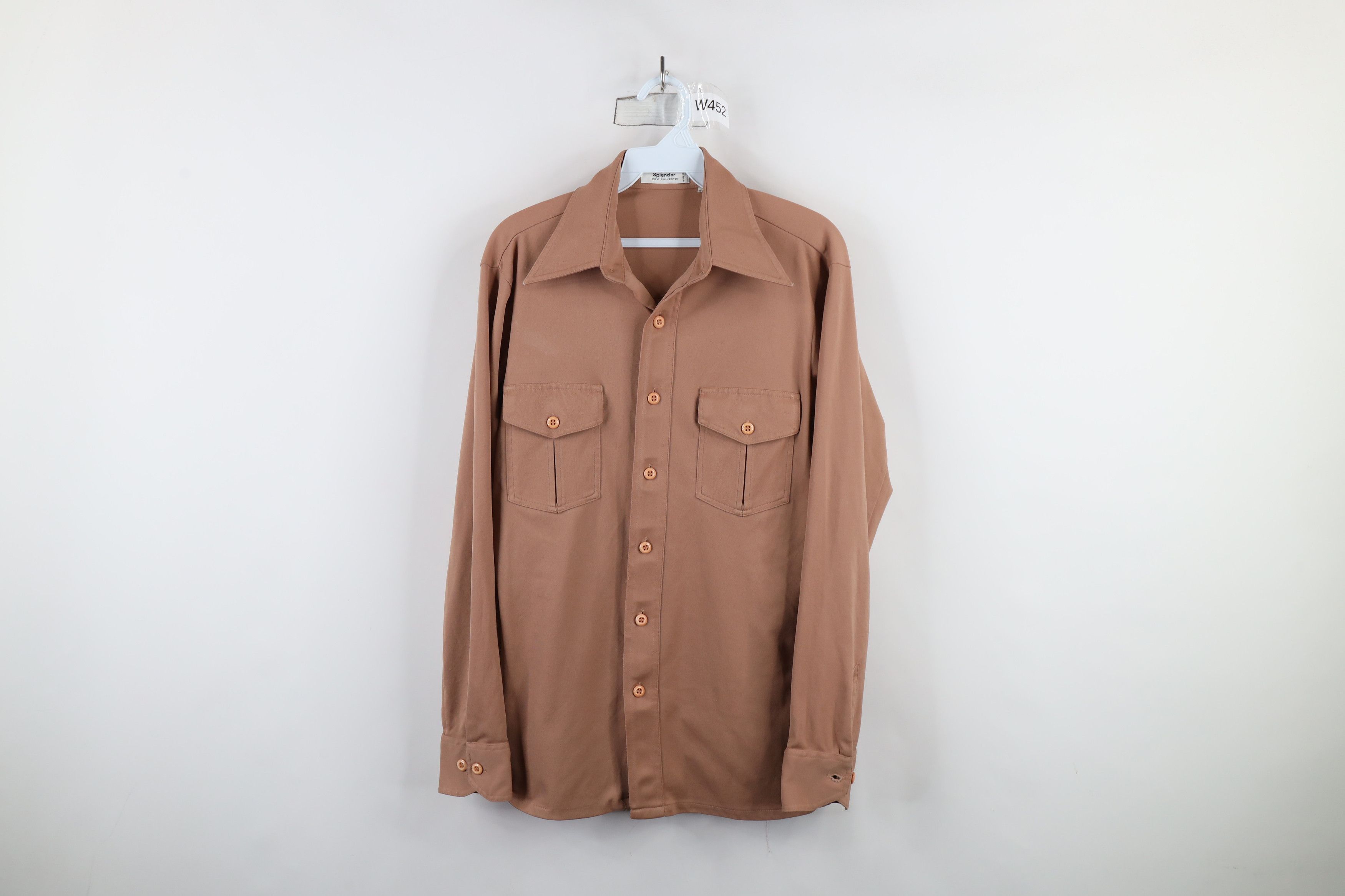 Vintage Vintage 70s Streetwear Long Sleeve Button Shirt Beige Size US M / EU 48-50 / 2 - 1 Thumbnail