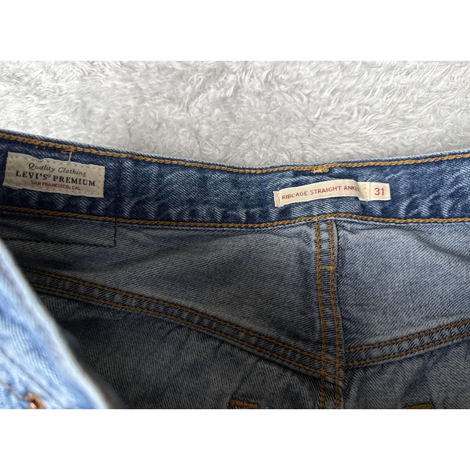 Levi's Levi's Jeans Womens 31x27 High Rise Ribcage Straight Ankle Distressed Medium Blue Pocket Five-Pocket Womens Jeans 90s Retro Size 24" / US 00 / IT 34 - 6 Thumbnail