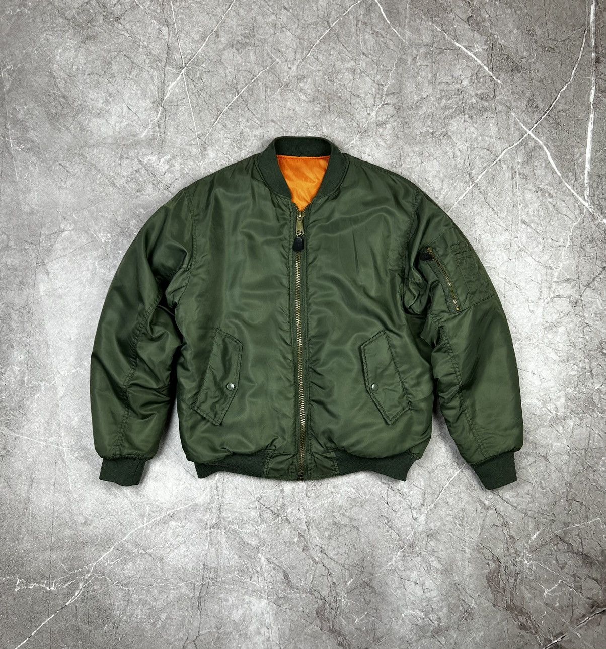 Vintage Vintage MA 1 Bomber Jacket Reversible Military Flyers Nylon Size US S / EU 44-46 / 1 - 4 Thumbnail