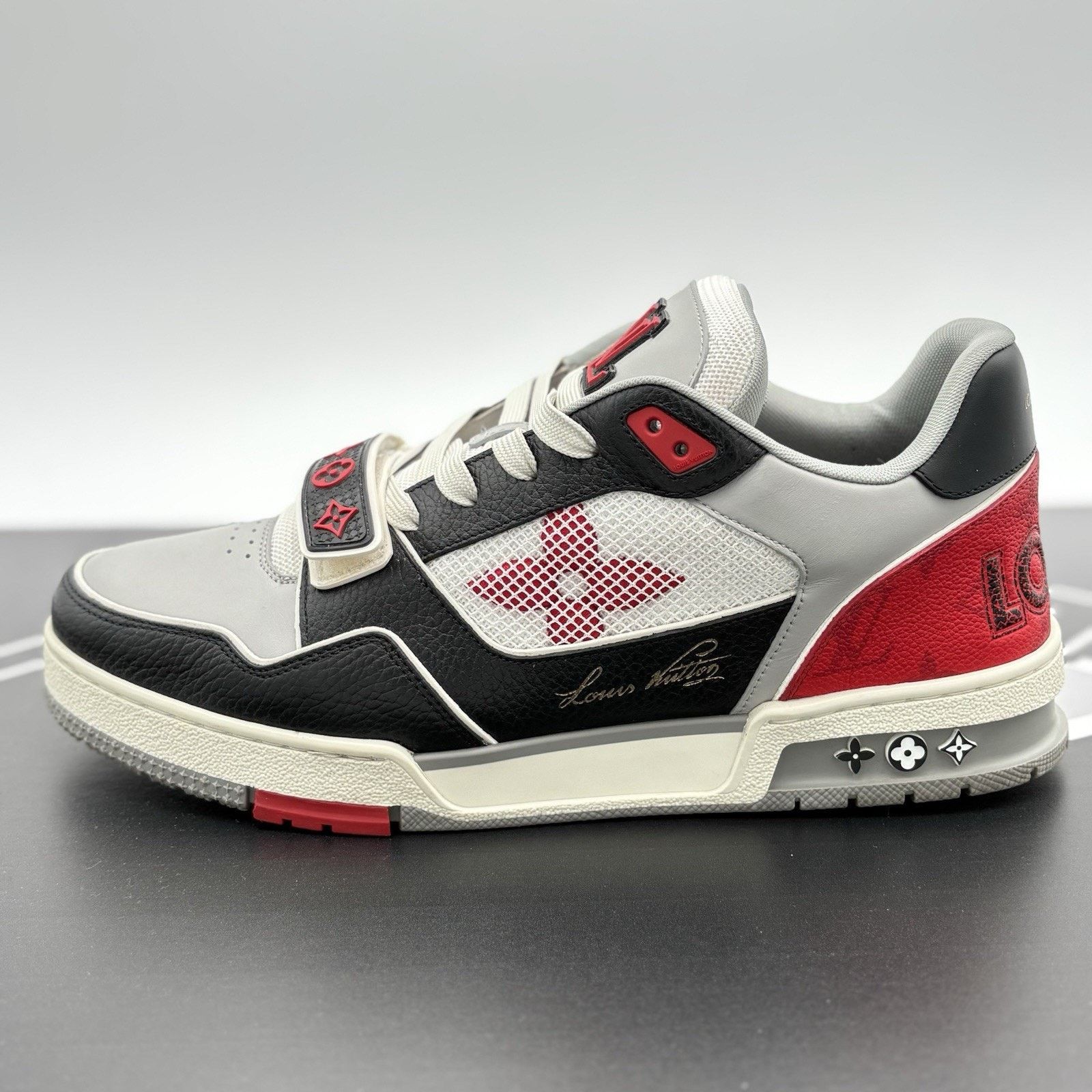 Louis Vuitton Louis Vuitton Trainer Strap ' Red Grey Black ' | CLEAN! Size US 11 / EU 44 - 8 Thumbnail