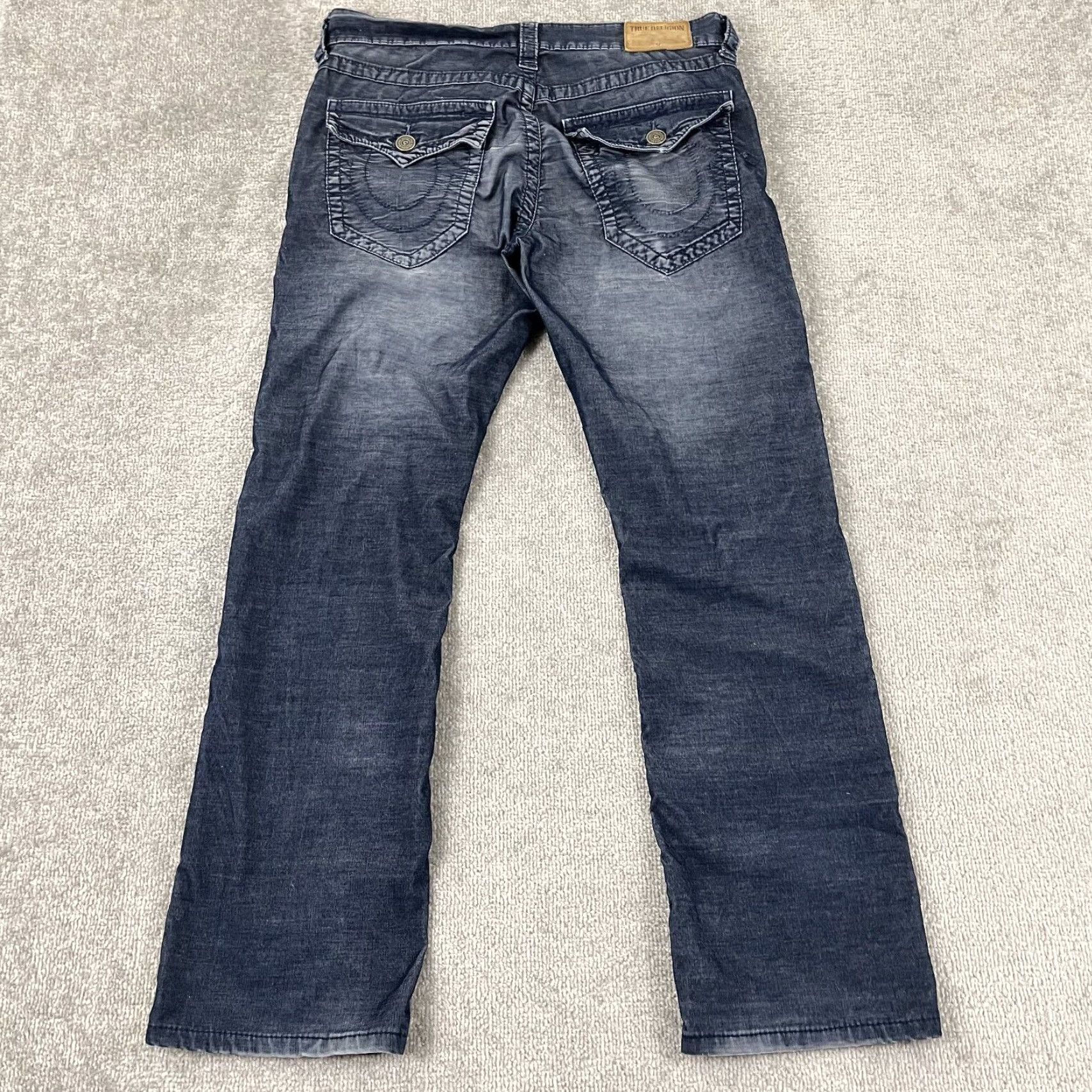 True Religion TRUE RELIGION Jeans Mens 32 x 31 Ricky Relaxed Straight Fit Blue Pants Grunge Size US 32 / EU 48 - 5 Thumbnail