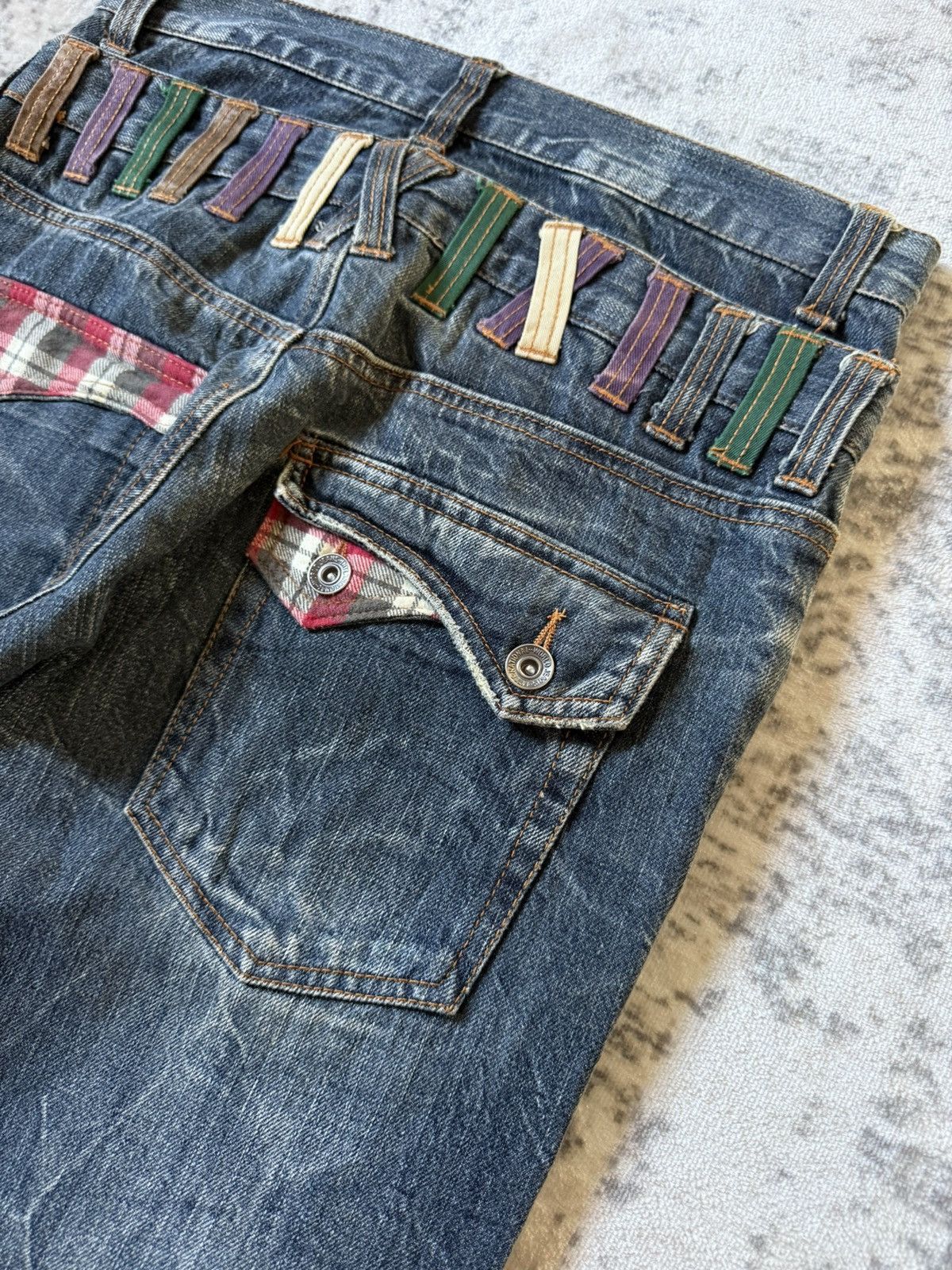 Japanese Brand Nylaus Japan Claw Mark Studded Double Waist Jeans Size US 30 / EU 46 - 14 Thumbnail