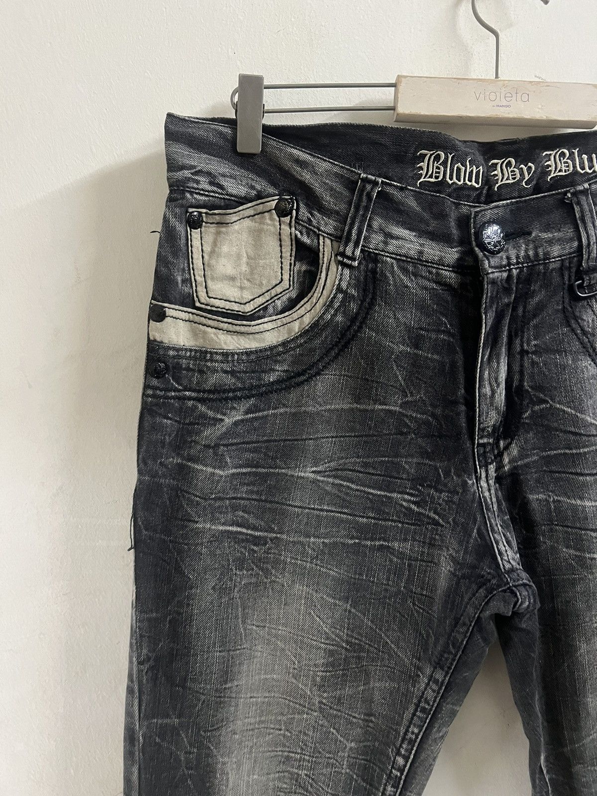 Designer × Hysteric Glamour × Japanese Brand FLARED🔥BLOW BY BLUE DISTRESSED DENIM PANT Size US 36 / EU 52 - 5 Thumbnail