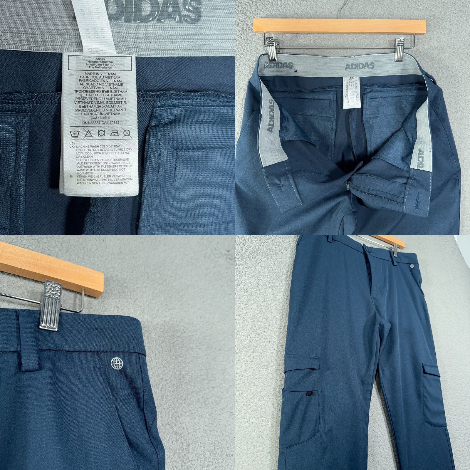 Adidas Adidas Cargo Pants Mens 34x29 Blue Track Pants Casual Stretch Pockets Regular finish: City Sports Size US 33 - 10 Thumbnail
