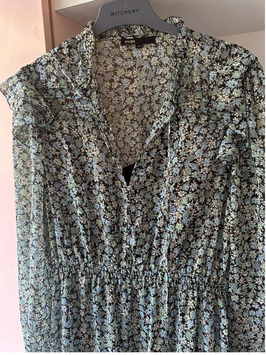 Maje New French Designer Floral Midi Dress Size M / US 6-8 / IT 42-44 - 12 Thumbnail