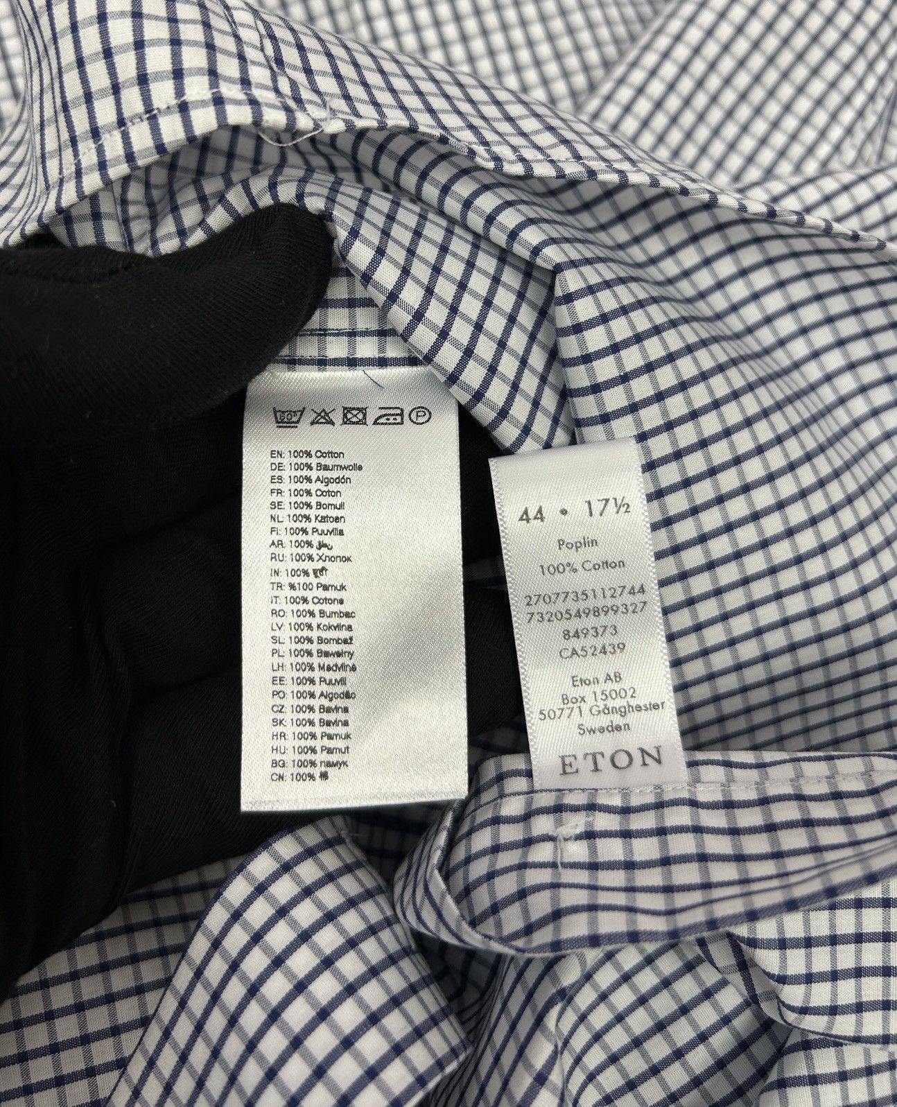 Eton ETON Slim White Blue Check Shirt Size XL (44 17 1/2) P2P 22" Size US XL / EU 56 / 4 - 10 Thumbnail