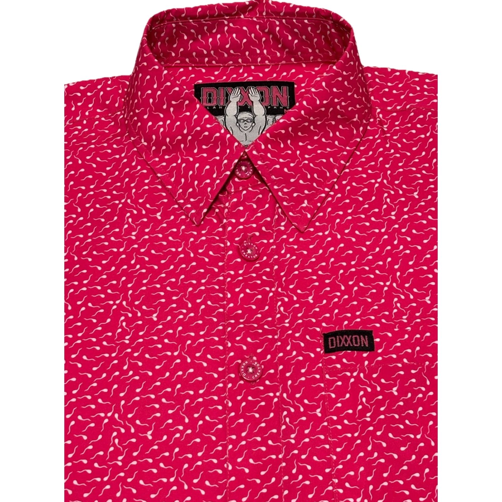 Dixxon Flannel Co The Creator Sperm Pink Party Shirt M Unisex Adults Button-Up Short Sleeve Colorful Beach Hawaiian Pattern