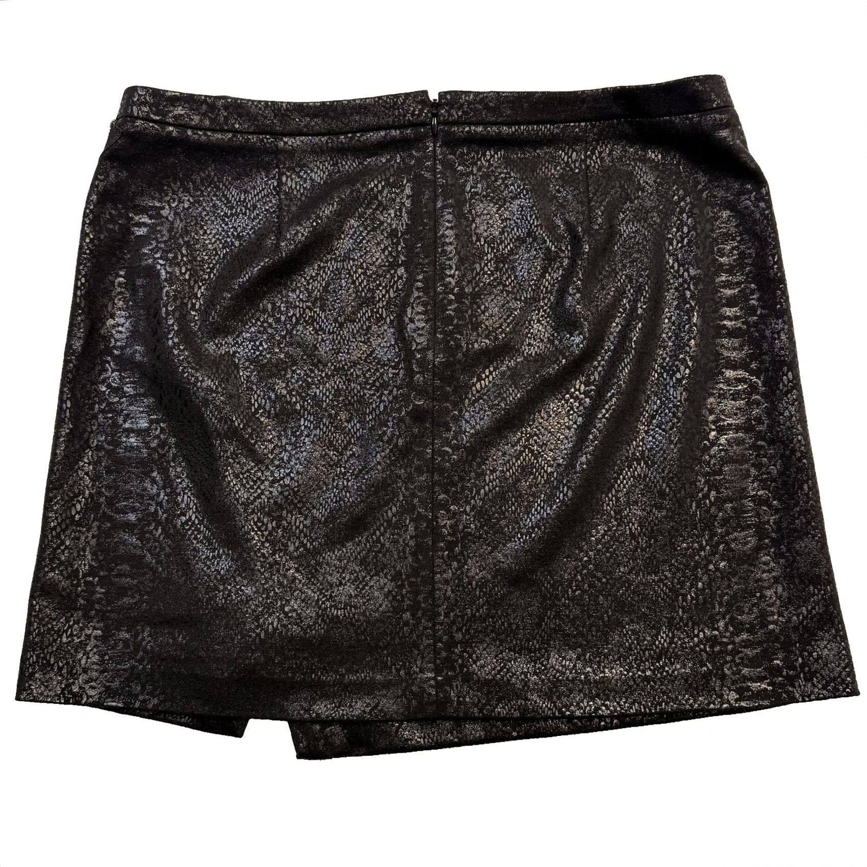 Vince Camuto Two by Vince Camuto Skirt Womens M Black Snake Print Wrap Zip Mini Knit Size 32" / US 10 / IT 46 - 2 Thumbnail