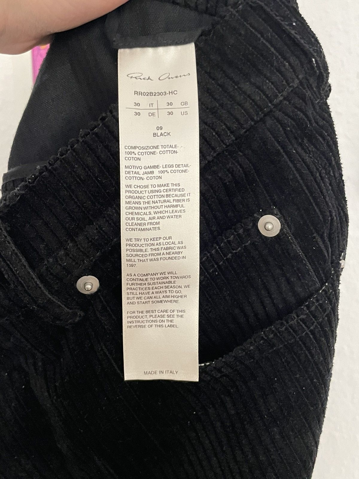 Rick Owens NWT Rick Owens FW22 “Strobe” Bolan Banana Cut Corduroy Size US 30 / EU 46 - 13 Thumbnail