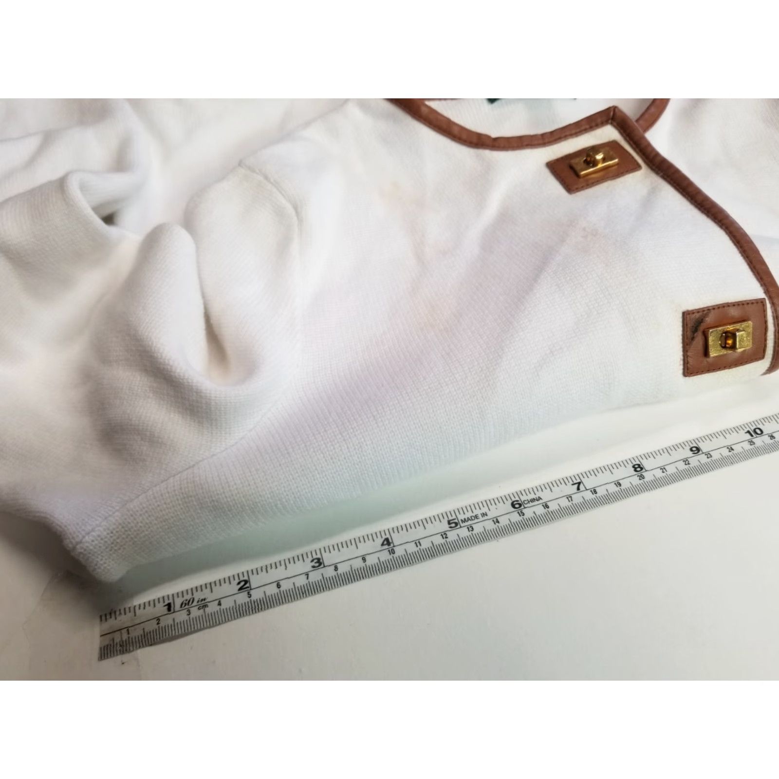 Ralph Lauren Ralph Lauren Blazer Jacket Women PM Petite White Solid Cotton 3/4 Sleeve Button Stains Basic Jacket Size M / US 6-8 / IT 42-44 - 3 Thumbnail