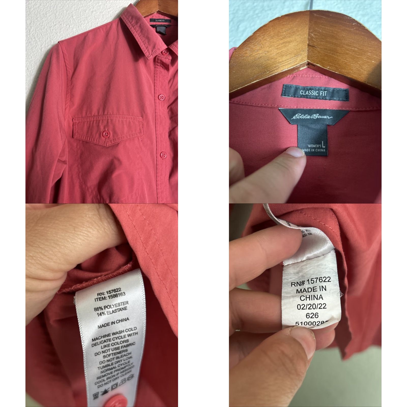 Eddie Bauer VINTAGE Eddie Bauer Women's Departure 2.0 Long-Sleeve Shirt Pink Large Women’s Shirt Button-Up Women Womens Large Pink Shirt 1586163 Size L / US 10 / IT 46 - 8 Thumbnail