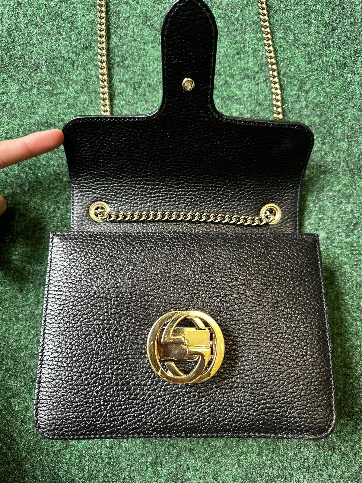 Gucci Gucci GG Interlocking Black Leather Shoulder Bag - 510304 Size ONE SIZE - 12 Thumbnail