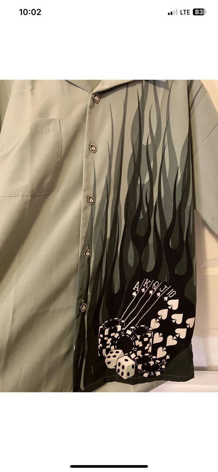 Dragonfly Vtg Dragonfly Gray Black Button Spades Poker Sz M Size US M / EU 48-50 / 2 - 1 Thumbnail