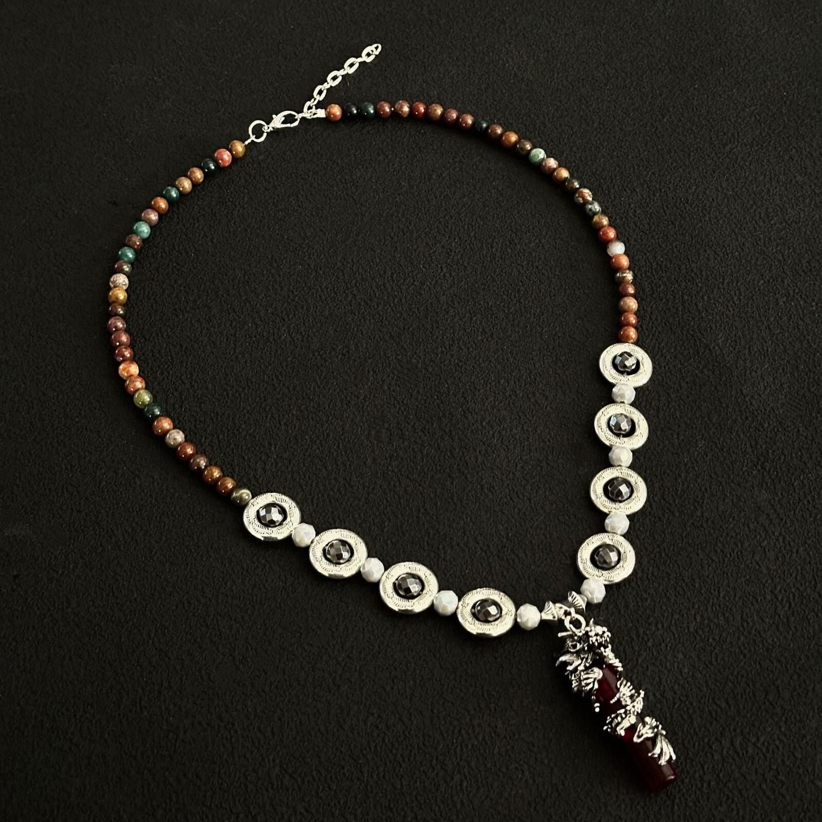 Jewelry Dragon Bead Strand Necklace | Tibetan Vintage Mixed Material Size ONE SIZE - 2 Thumbnail