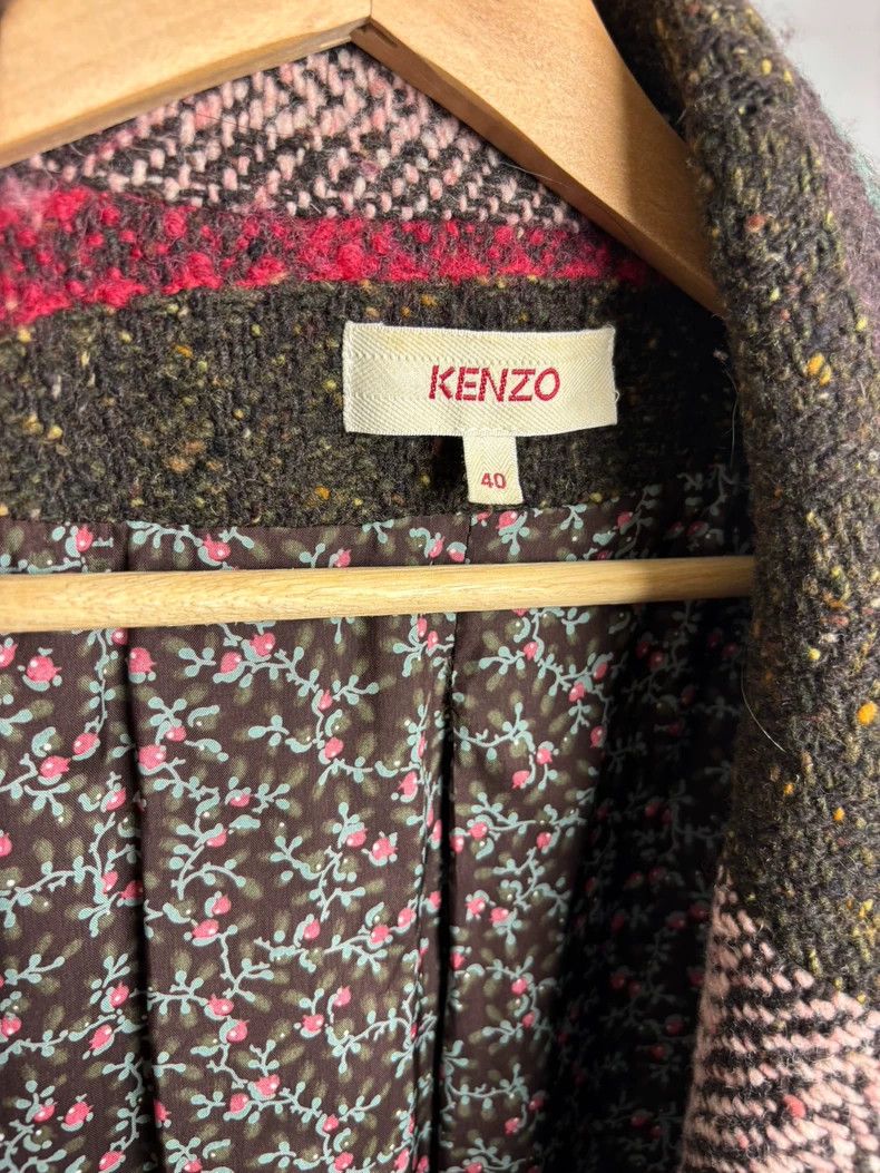 Kenzo KENZO Leather wool patchwork double row collar coat Size S / US 4 / IT 40 - 3 Thumbnail