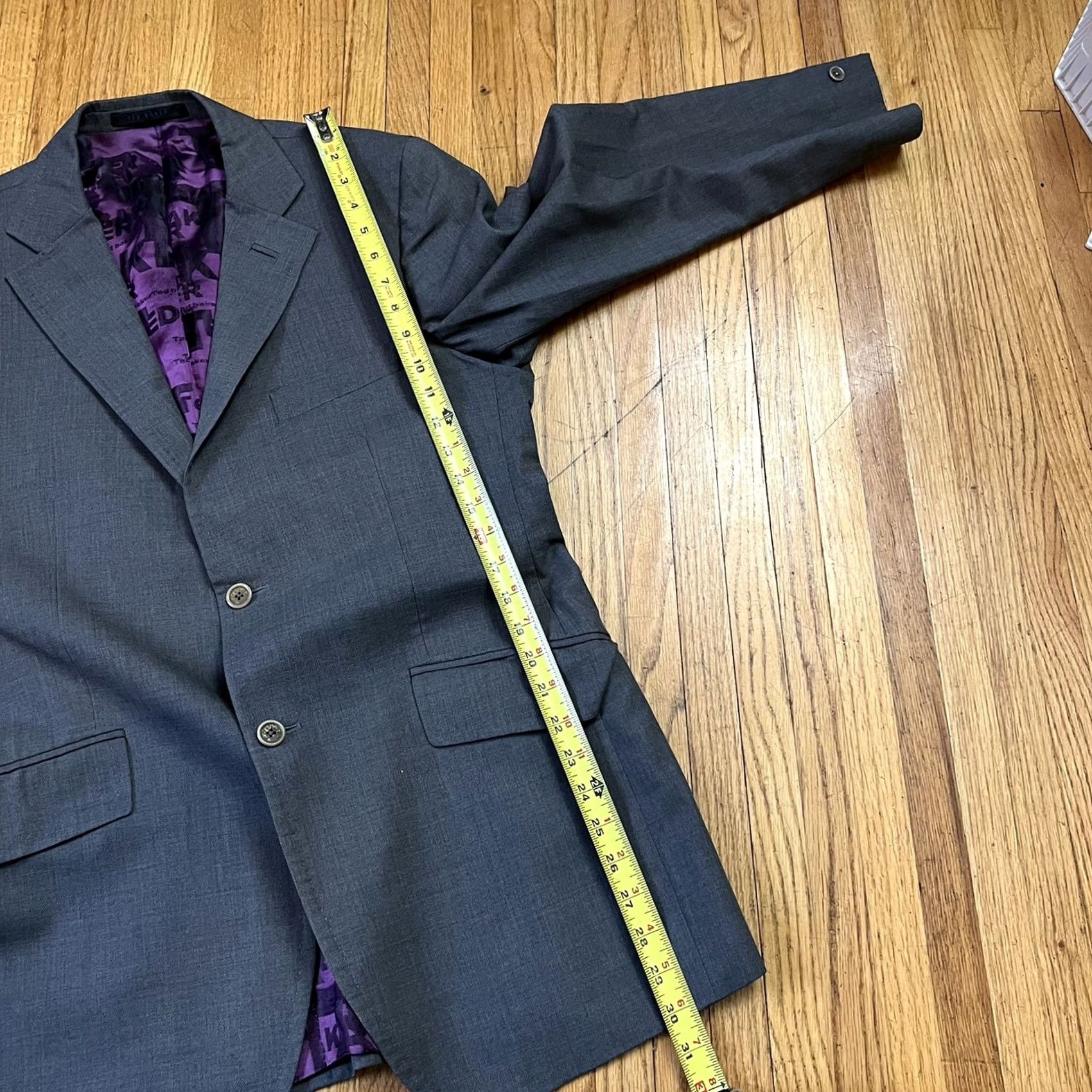 Ted Baker TED BAKER Suit Blazer Sport Coat Jacket 40R Gray Wool Lined Mens Size 40R - 7 Thumbnail