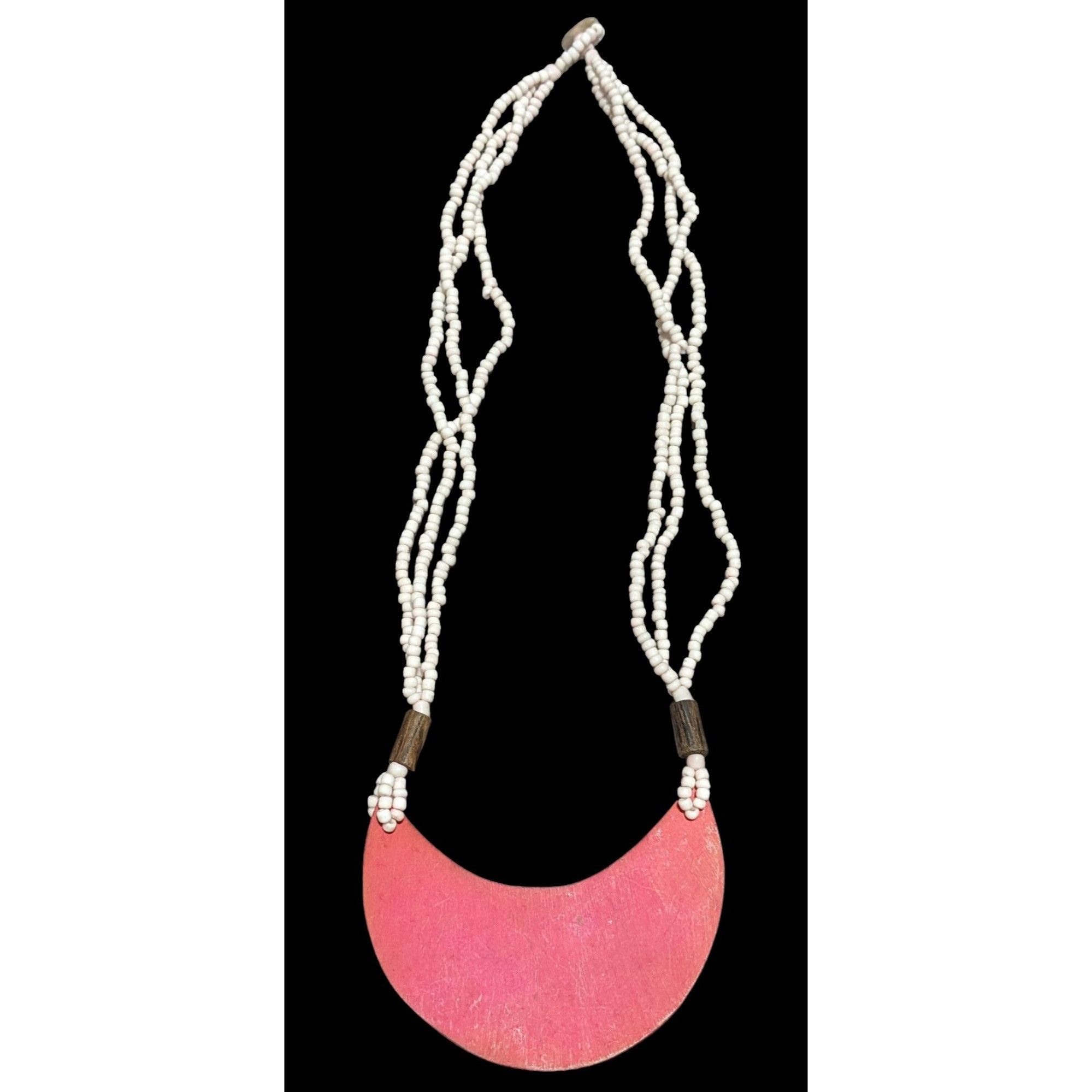Other Beaded Necklace With Geometric Pendant In Pink & White Size ONE SIZE - 2 Thumbnail