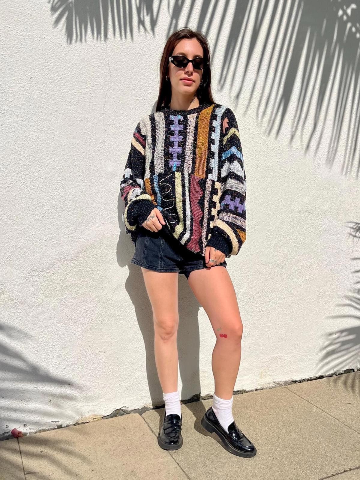Vintage VTG 1990s Oversized Sweater Cozy Knit Pullover Sweater MED Size ONE SIZE - 5 Thumbnail