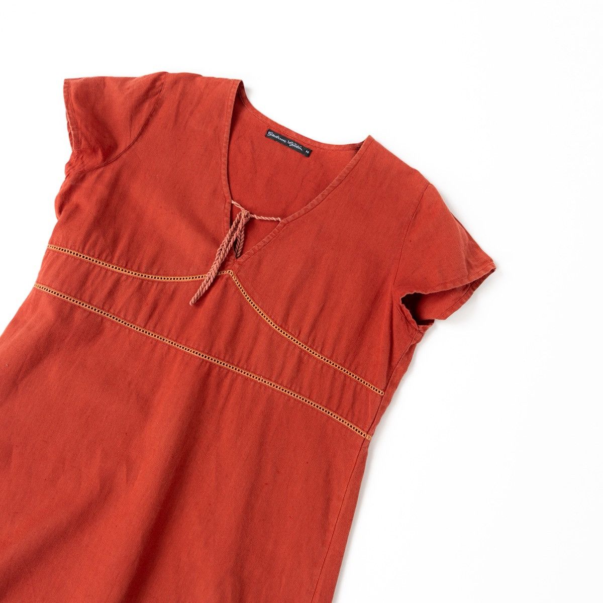 Gudrun Sjoden Gudrun Sjoden Womens Linen Dress Red Mid Length Short Sleeve Size M / US 6-8 / IT 42-44 - 6 Thumbnail