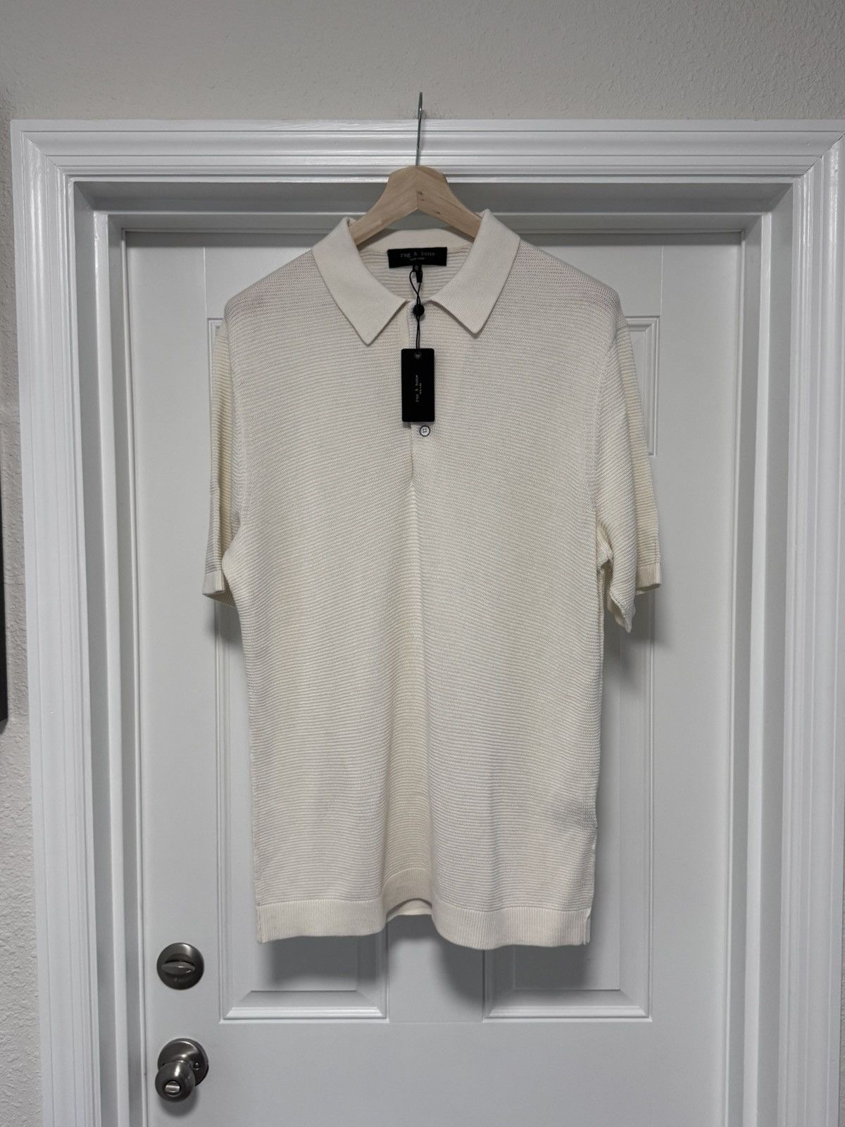 Rag & Bone rag & bone Lewis Polo Ivory Knit Sweater Shirt NWT XL Size US XL / EU 56 / 4 - 3 Thumbnail